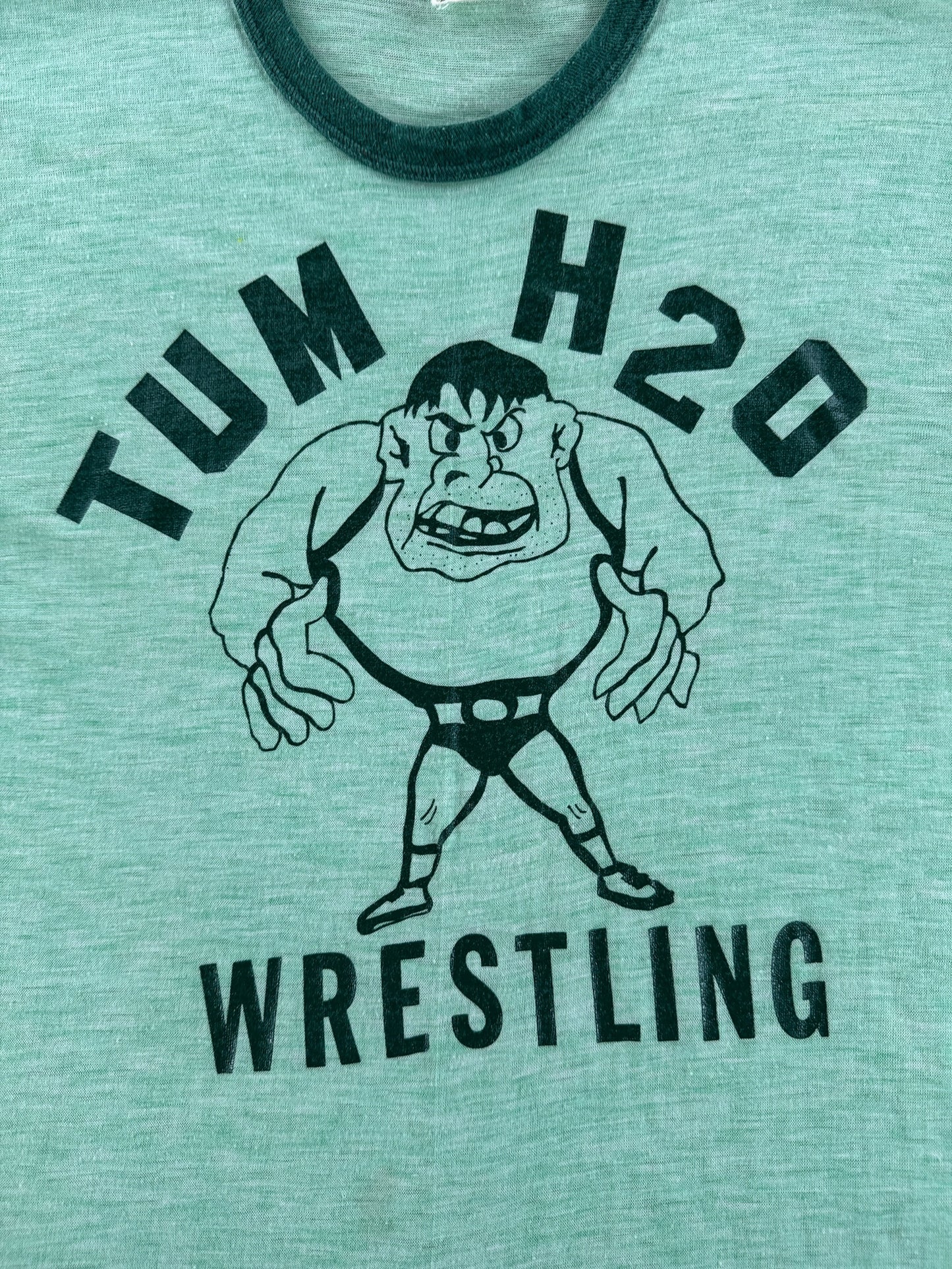Graphic of Vintage Tumwater Wrestling Green Ringer Tee SZ M (Fits S)