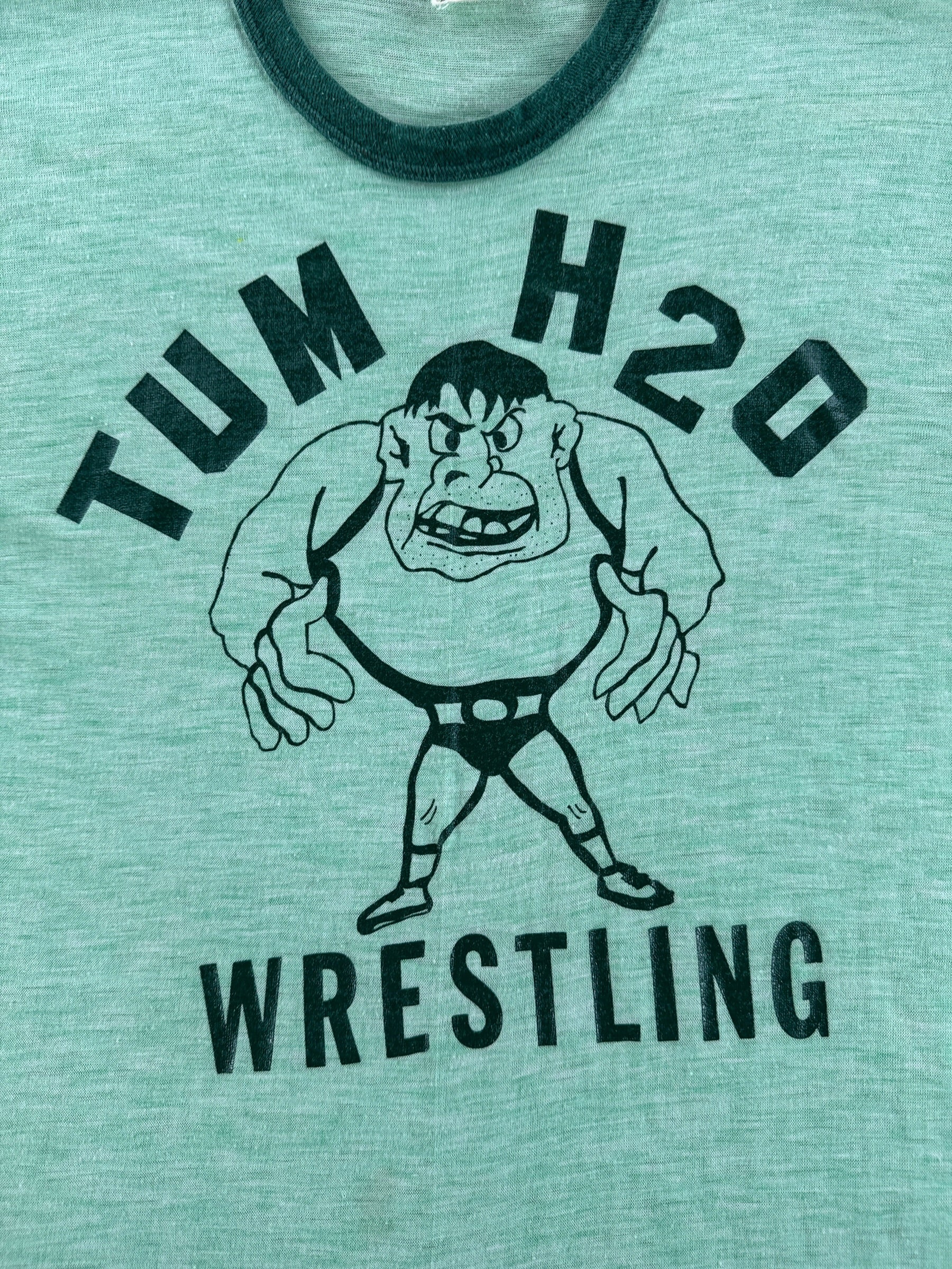 Graphic of Vintage Tumwater Wrestling Green Ringer Tee SZ M (Fits S)