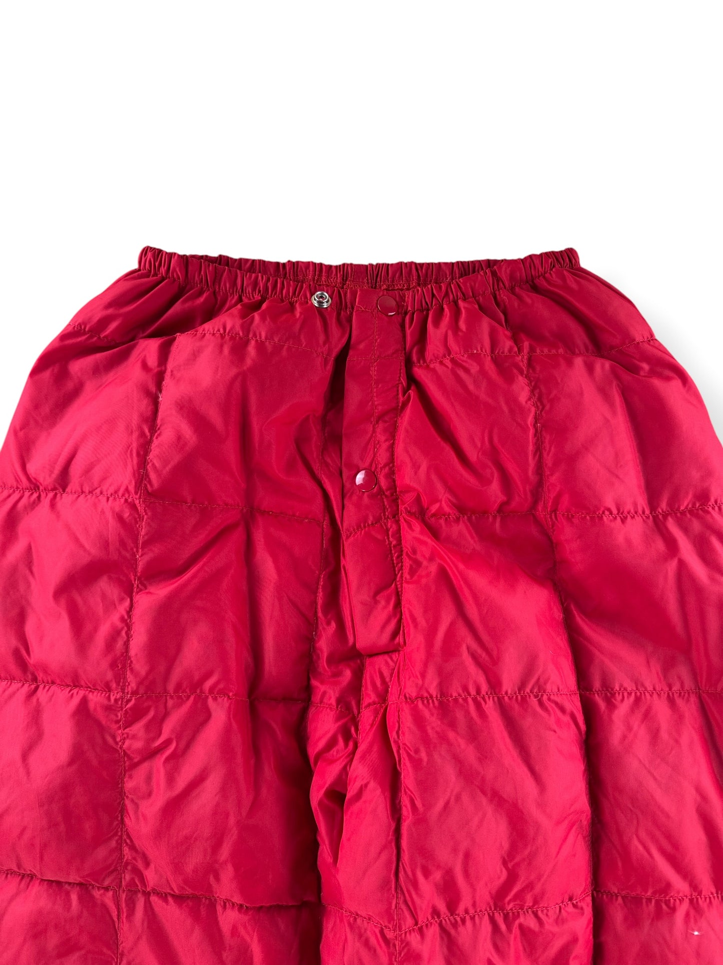 Front Close Up of Vintage REI Red Down Trousers SZ M