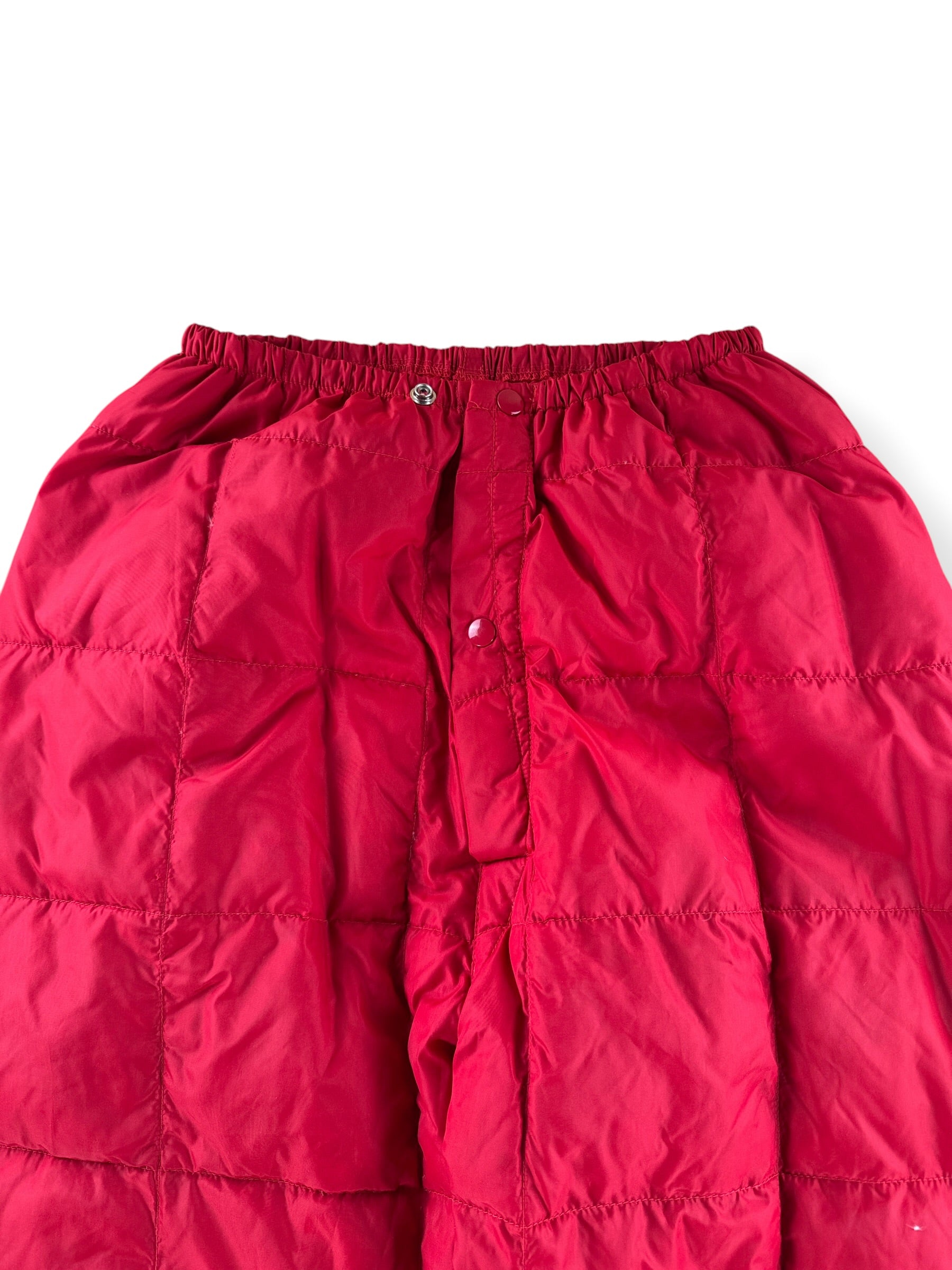 Front Close Up of Vintage REI Red Down Trousers SZ M