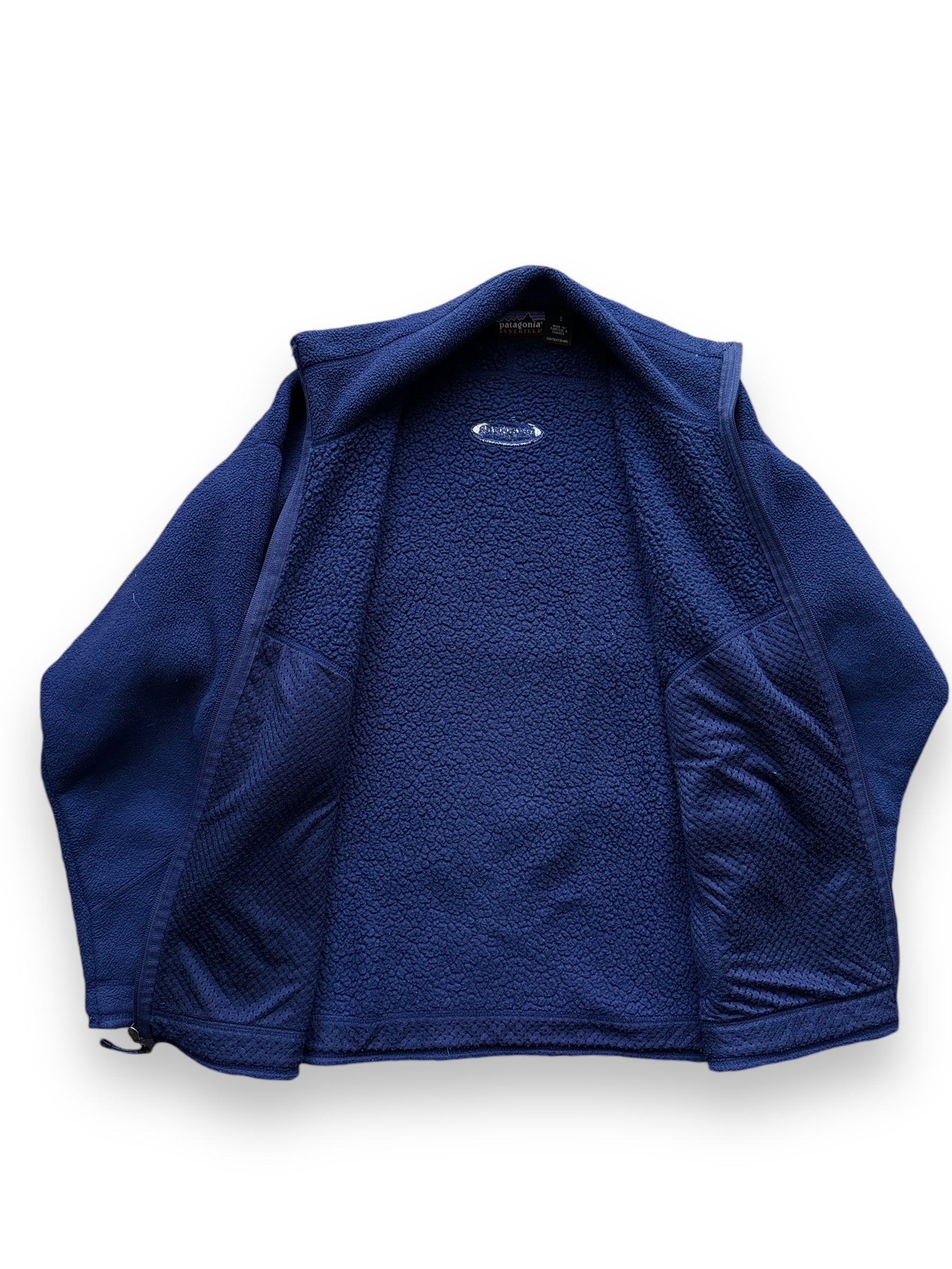 inside of Vintage Patagonia Navy Synchilla Fleece SZ S