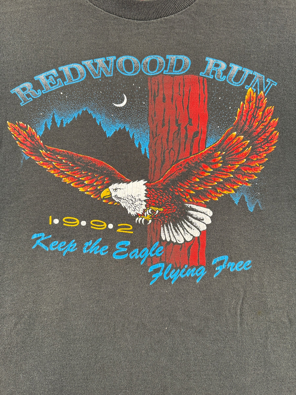 Graphic on Vintage 1992 Redwood Run Harley Tee SZ XL