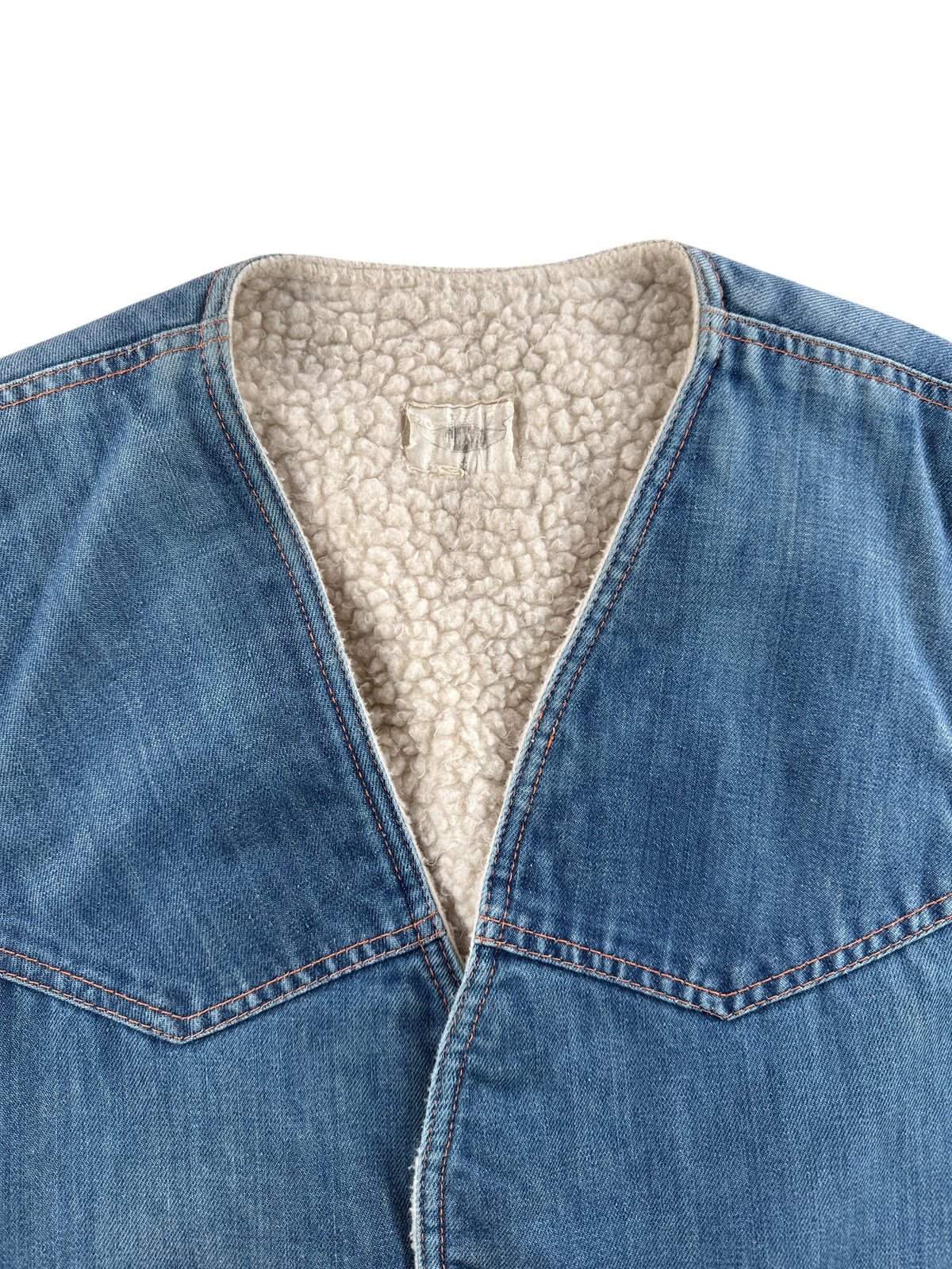 Collar on Vintage Texco Denim Sherpa Vest SZ XL