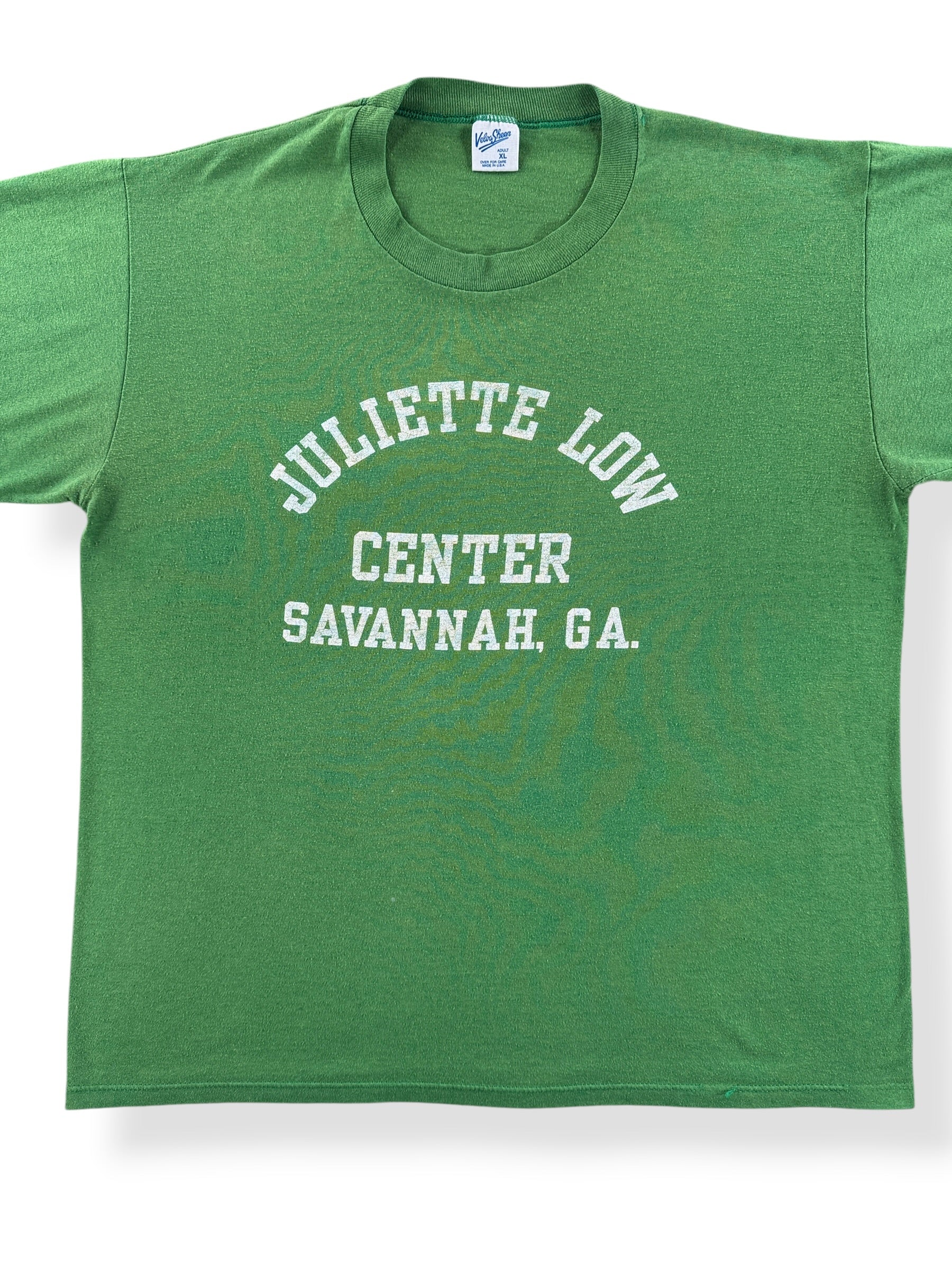 Front Close Up of Vintage Juliette Low Girl Scout Tee SZ XL