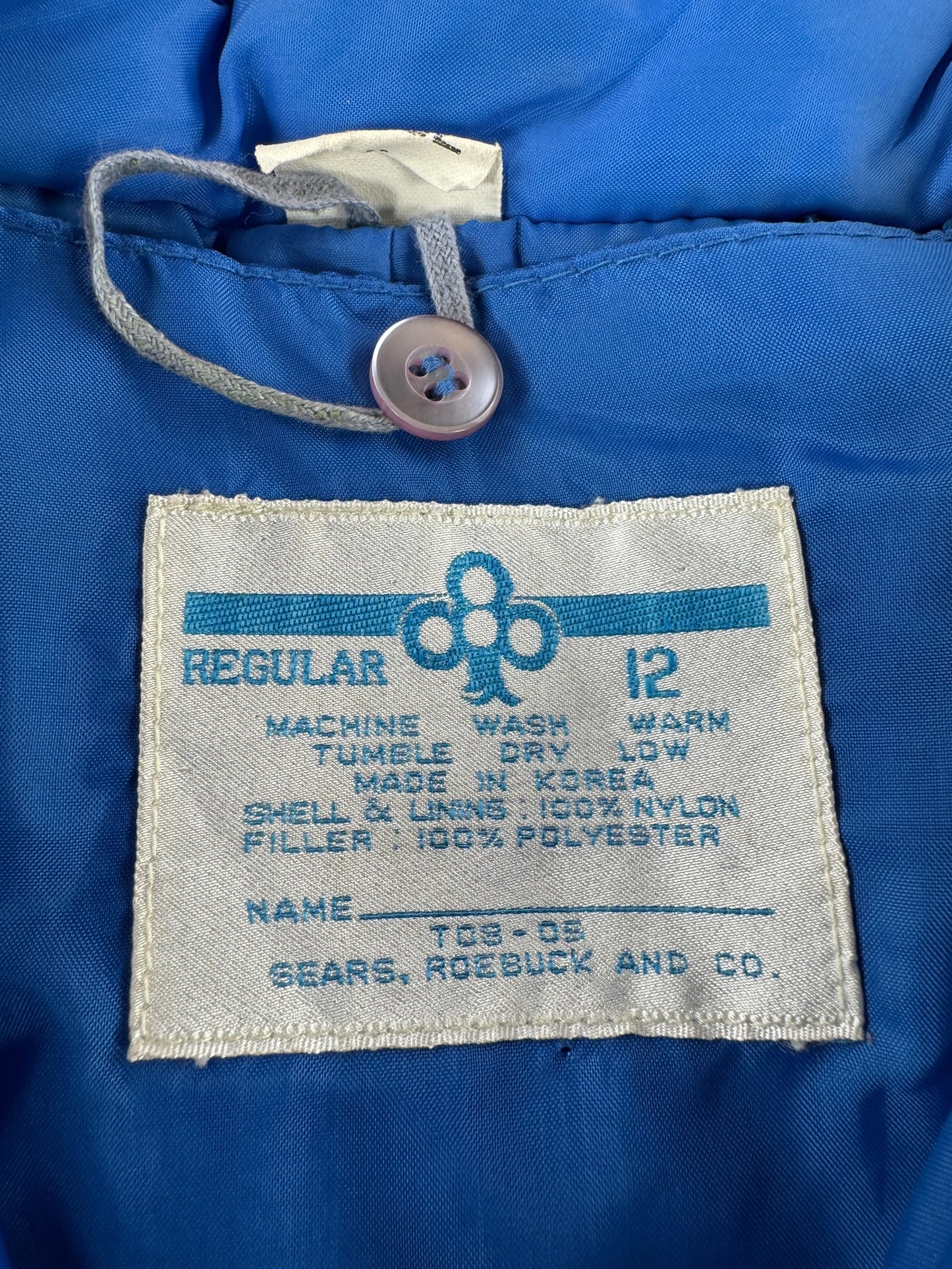 Label on Vintage Sears Rainbow Ski Jacket SZ S