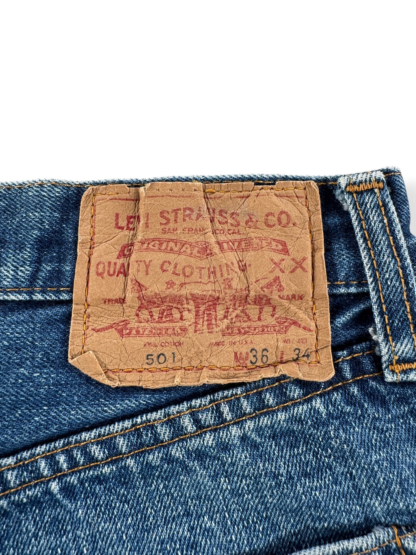 Back Patch on Vintage Big E Levis Cut Offs W36" (Fits W33")