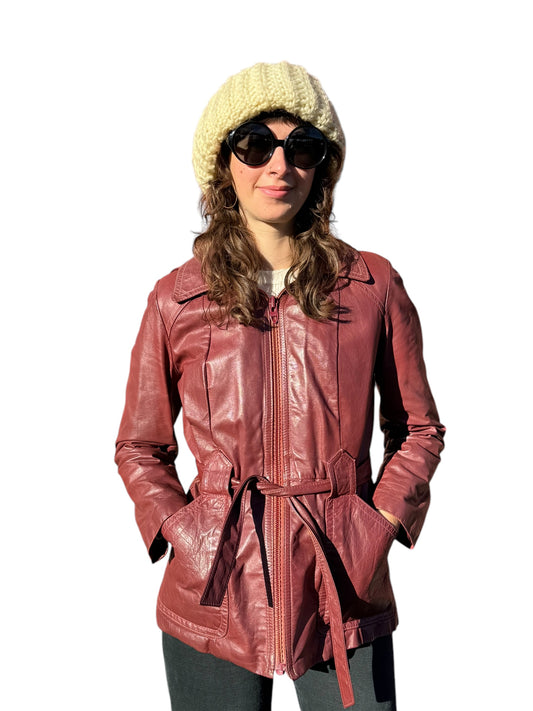 Front view of 1970S Sears Lined Leather Jacket M