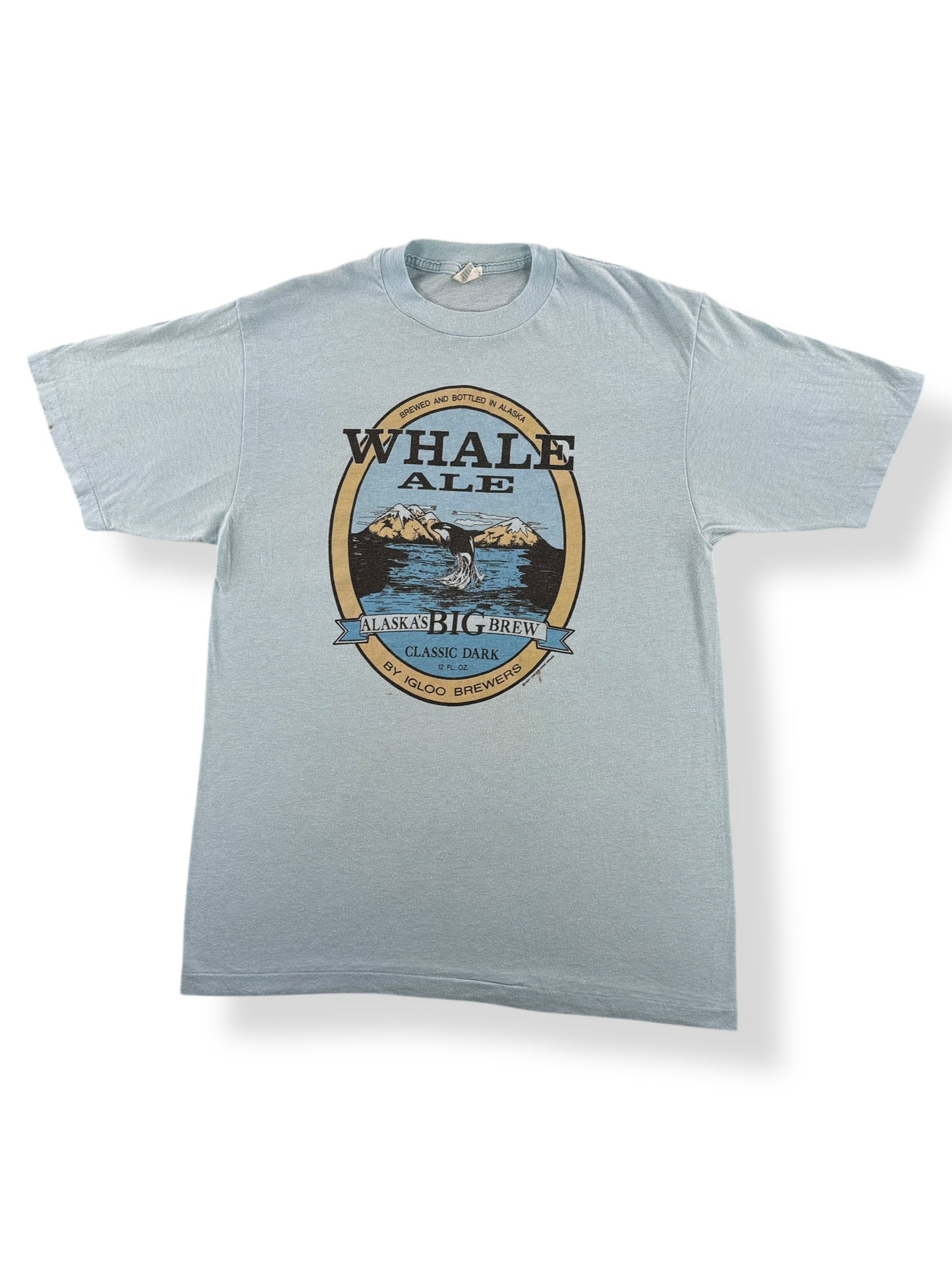 Front of Vintage Whale Ale Beer Tee SZ L