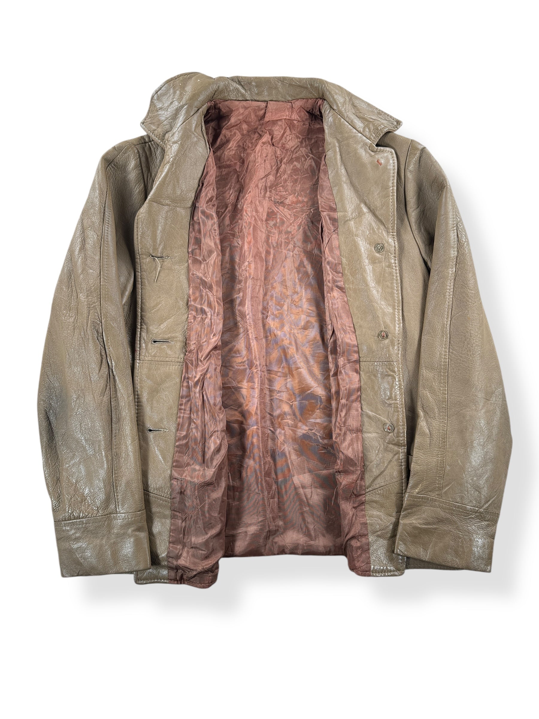 Inside of Vintage Womens 40s-50s Light Brown Leather Jacket SZ L