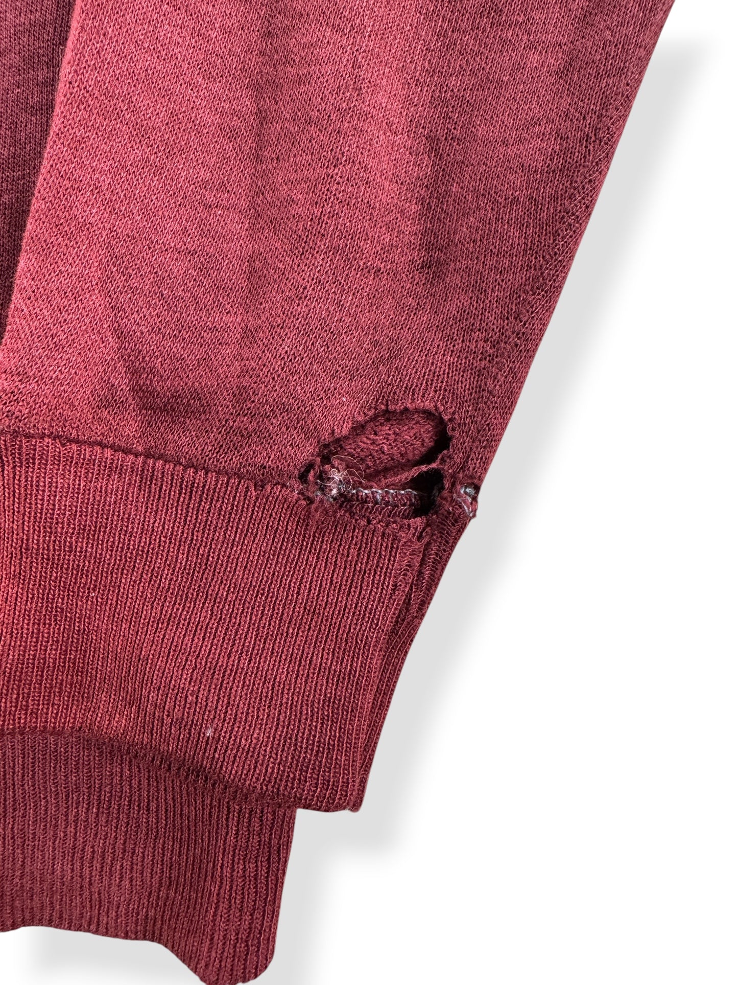 Hole on Vintage Maroon Zip Up Hoodie SZ S