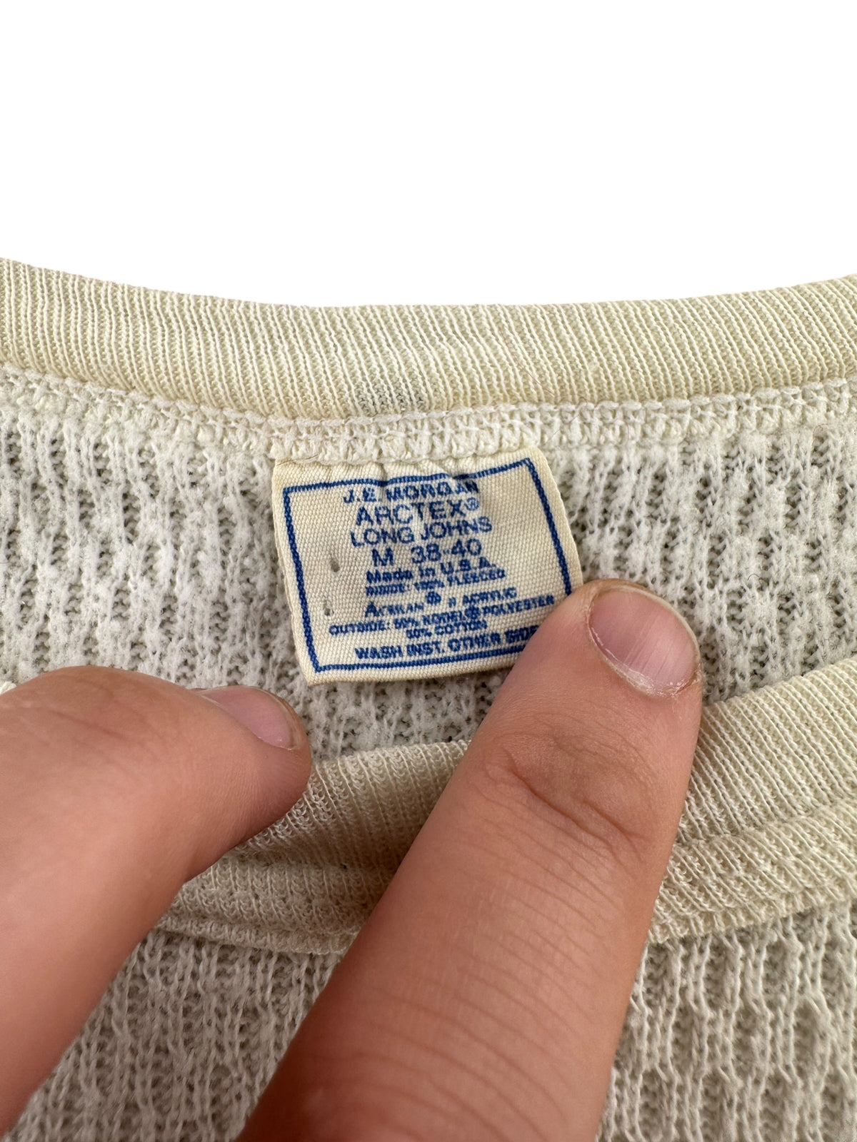 Tag on Vintage 80s Waffle Thermal Shirt SZ M