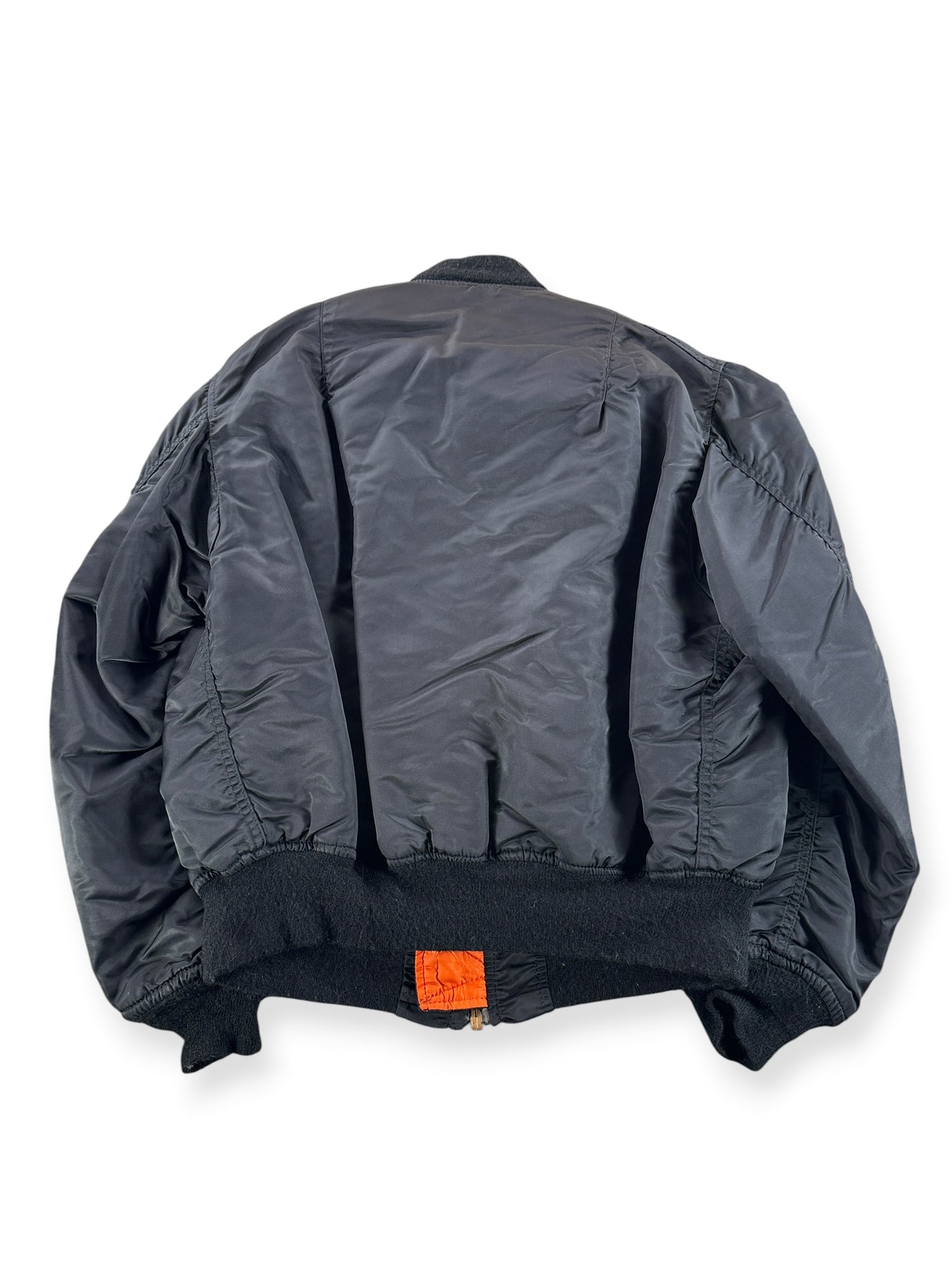 Back of Vintage Black Bomber Jacket SZ L