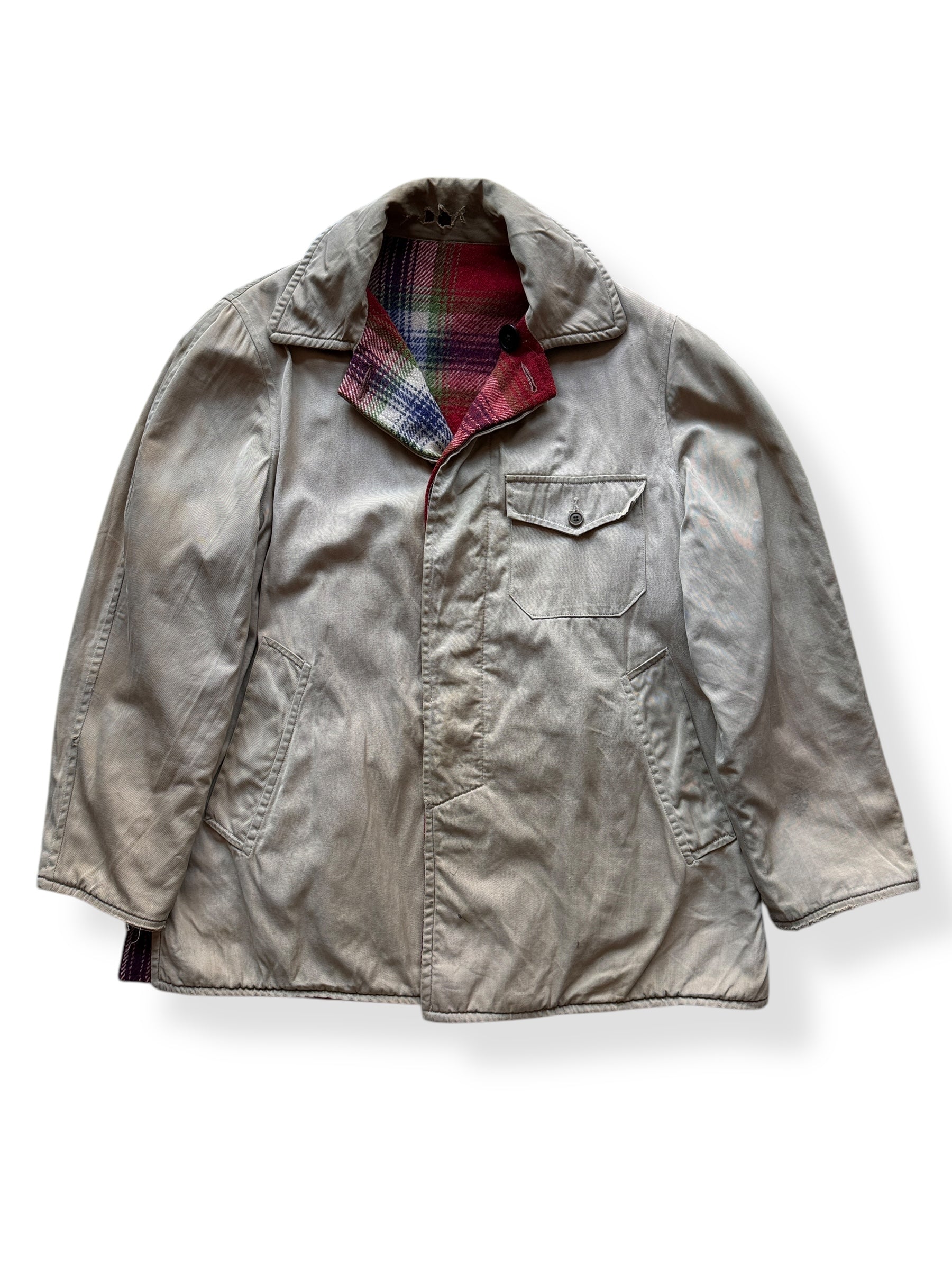 Front of Vintage Reversible Wool/Canvas Jacket SZ L