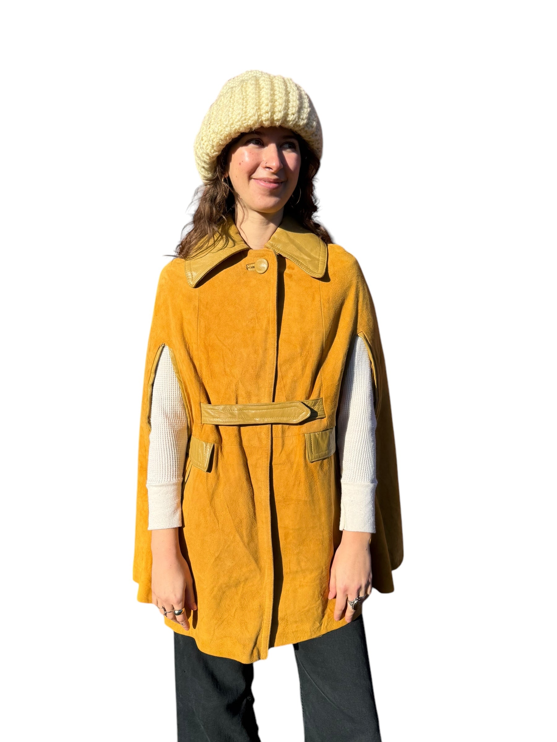 Front view of 1960s Suede Cape L