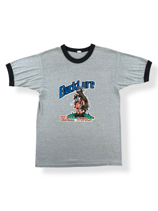 Front of Vintage Bucklure Deer Call Ringer Tee SZ M