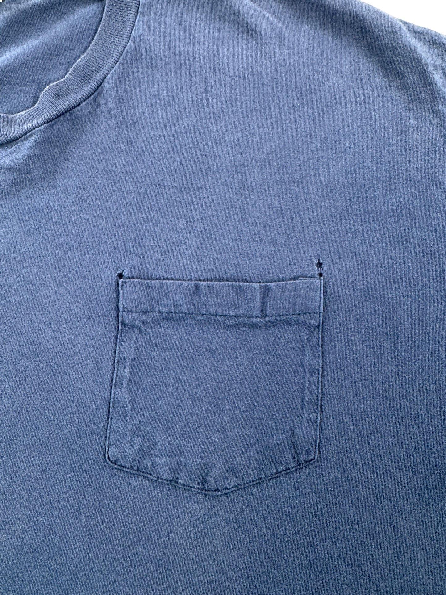 Pocket on Vintage Hanes Fader Navy Blue Pocket Tee SZ XL
