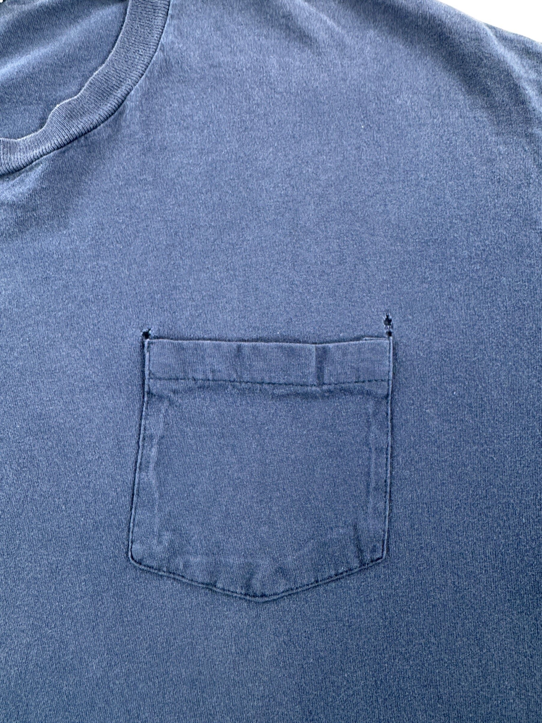 Pocket on Vintage Hanes Fader Navy Blue Pocket Tee SZ XL