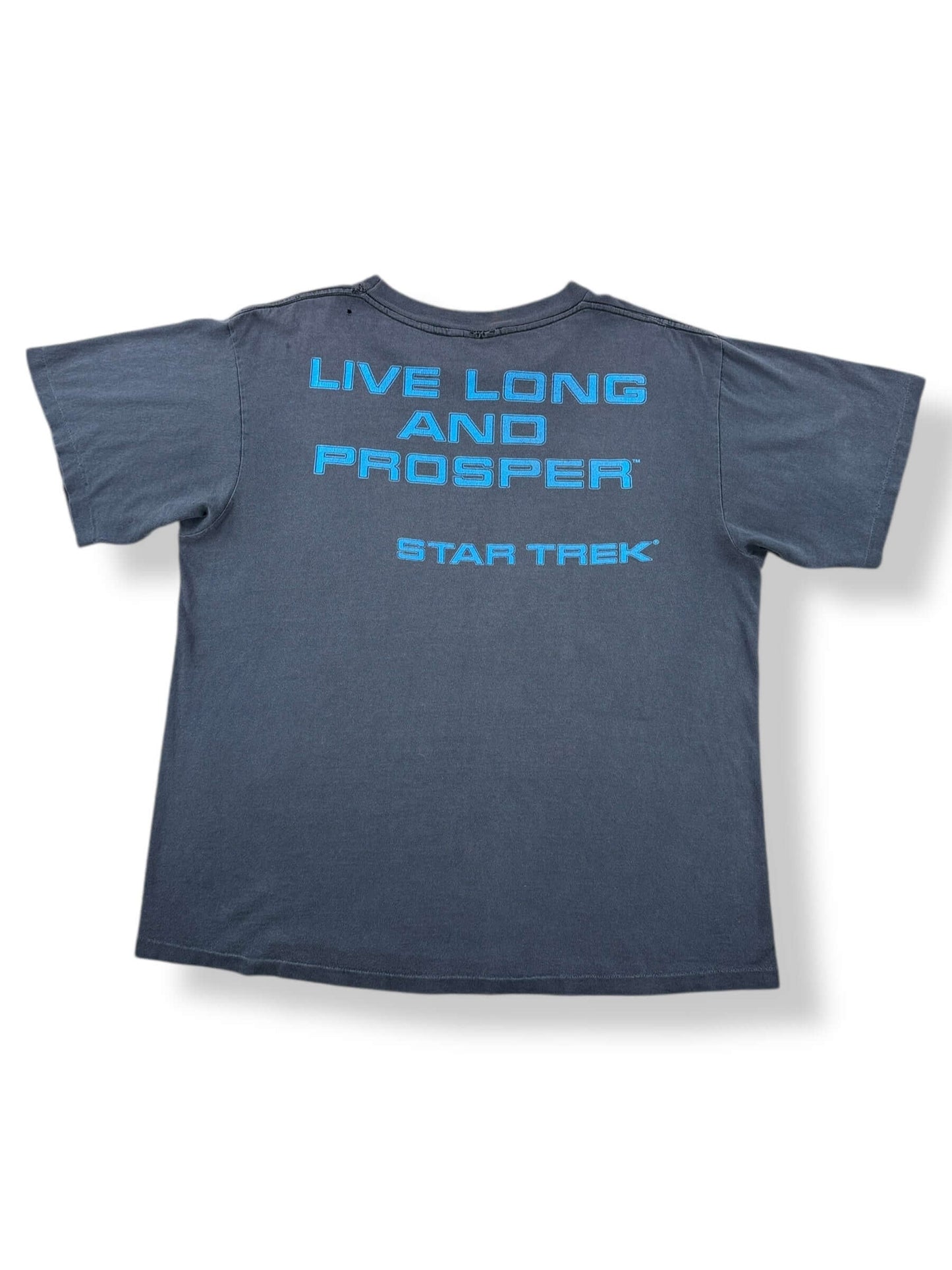 Back of Vintage Faded Star Trek Spock Live Long & Prosper Tee SZ XL
