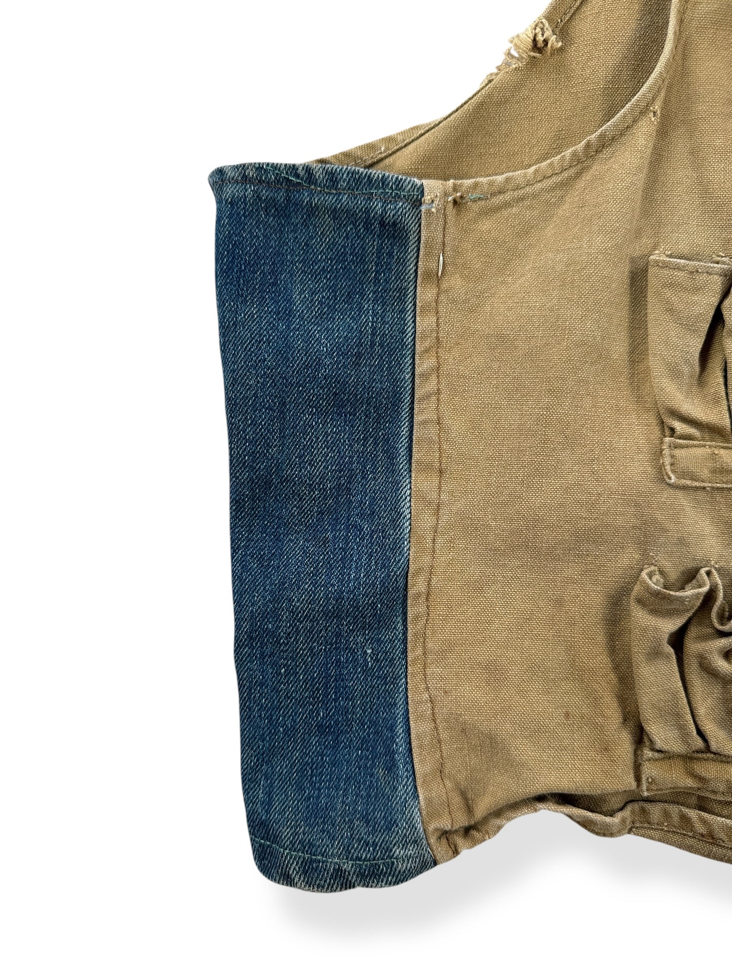 Denim Side of 40s Era Hunting Vest w/ Denim Alterations SZ M