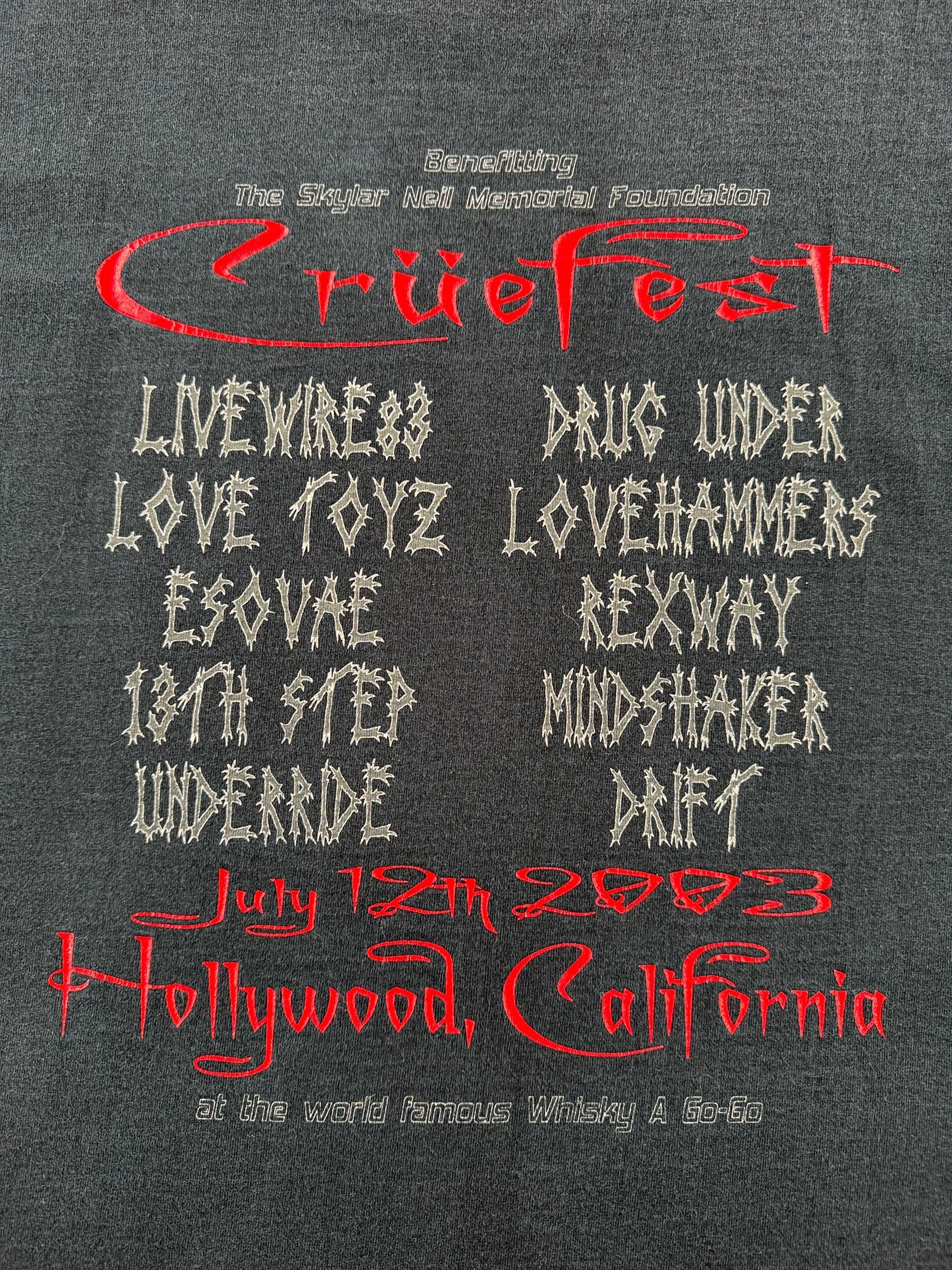 Back Graphic of Vintage 2003 Crue Fest Tee SZ M