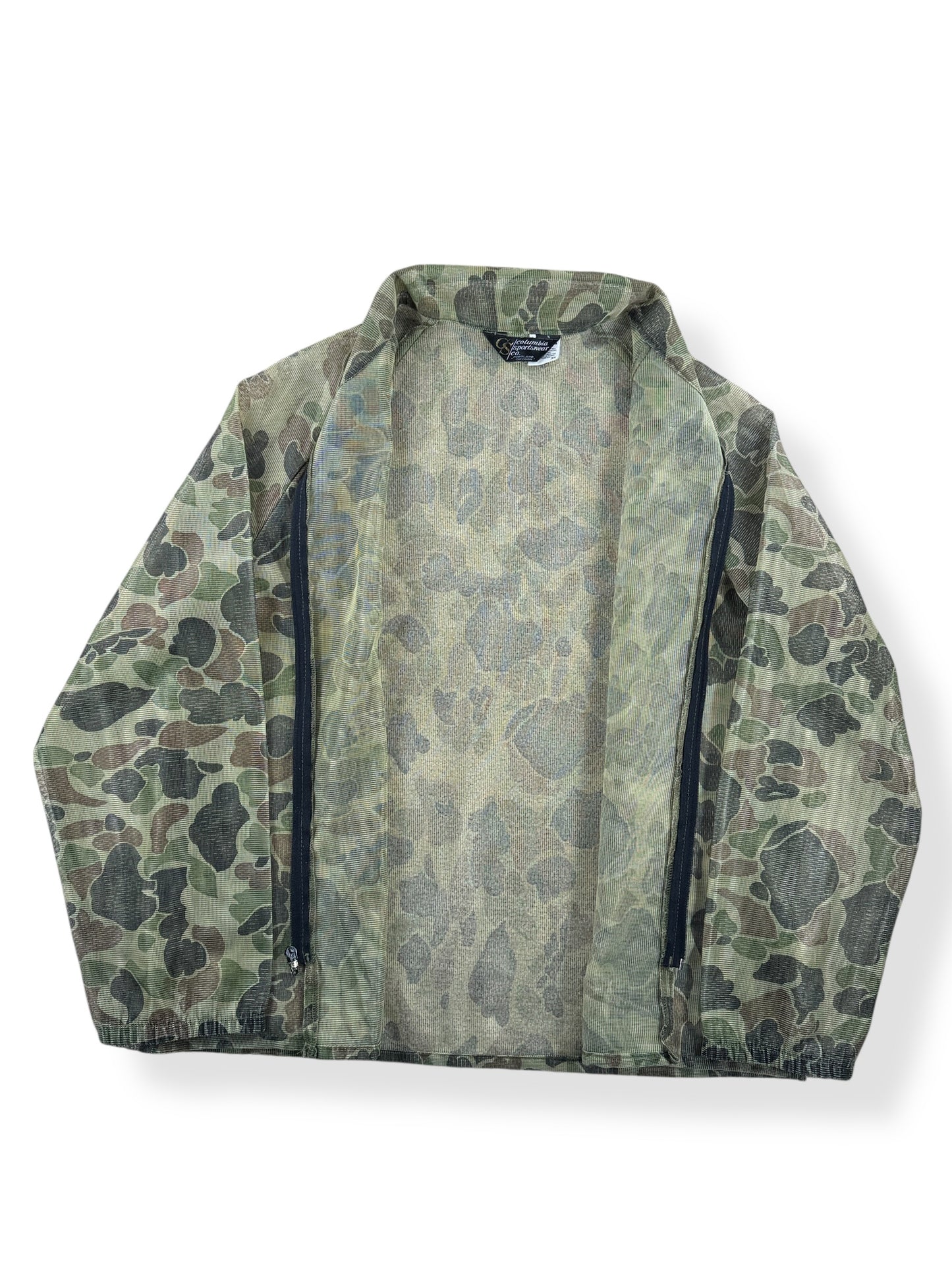 Inside of Vintage Columbia Bug Mesh Camo Jacket SZ XL