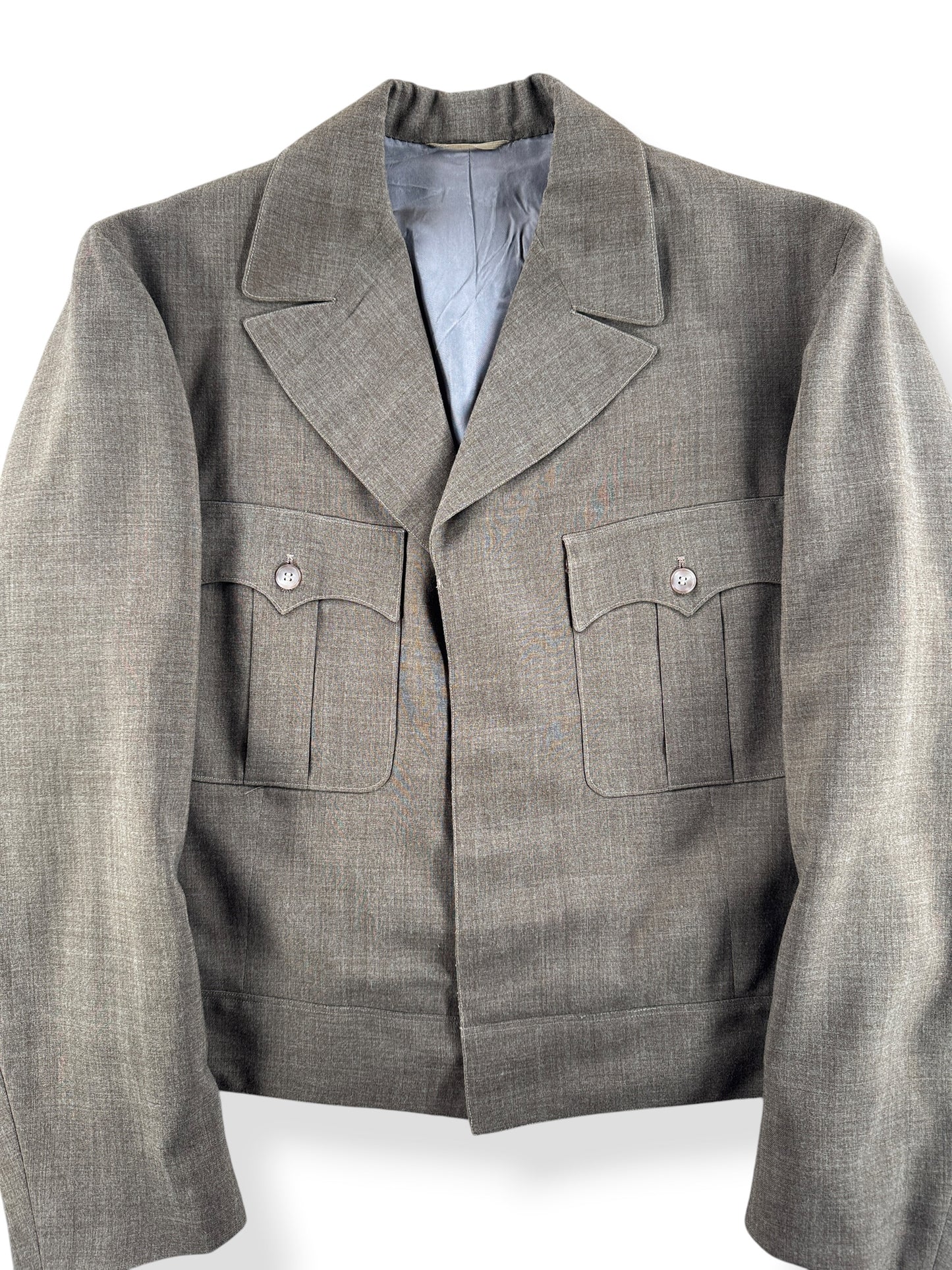 Front Close Up of Vintage Ike Style Simon's Hunting Jacket SZ M - AS IS