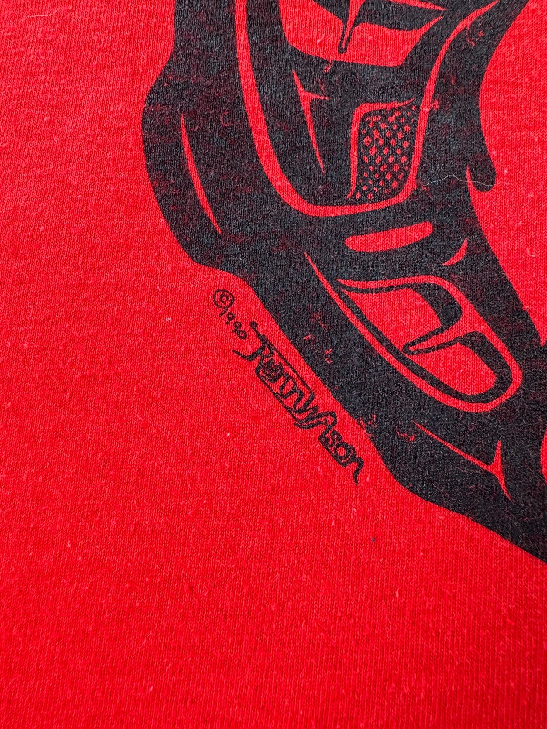 Signature on Vintage Red 1990 First Nations Orca Tee SZ L