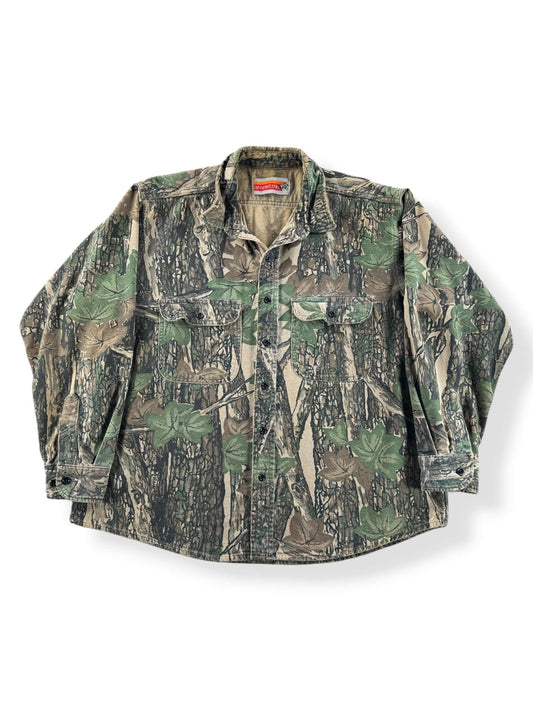 Front of Vintage Winchester Chamois Cloth Camo Shirt SZ XL