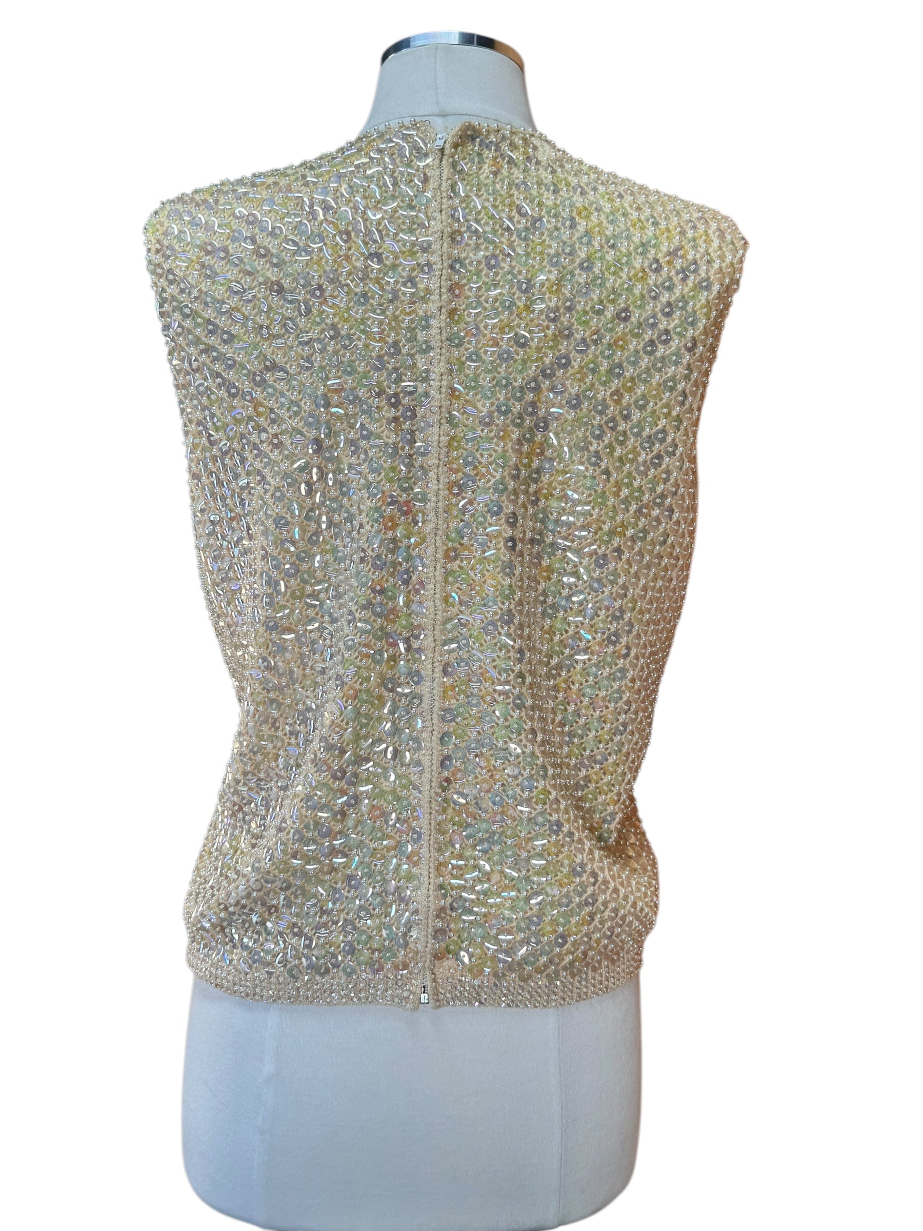 Back view of 1960s Sequin Sleeveless Top M