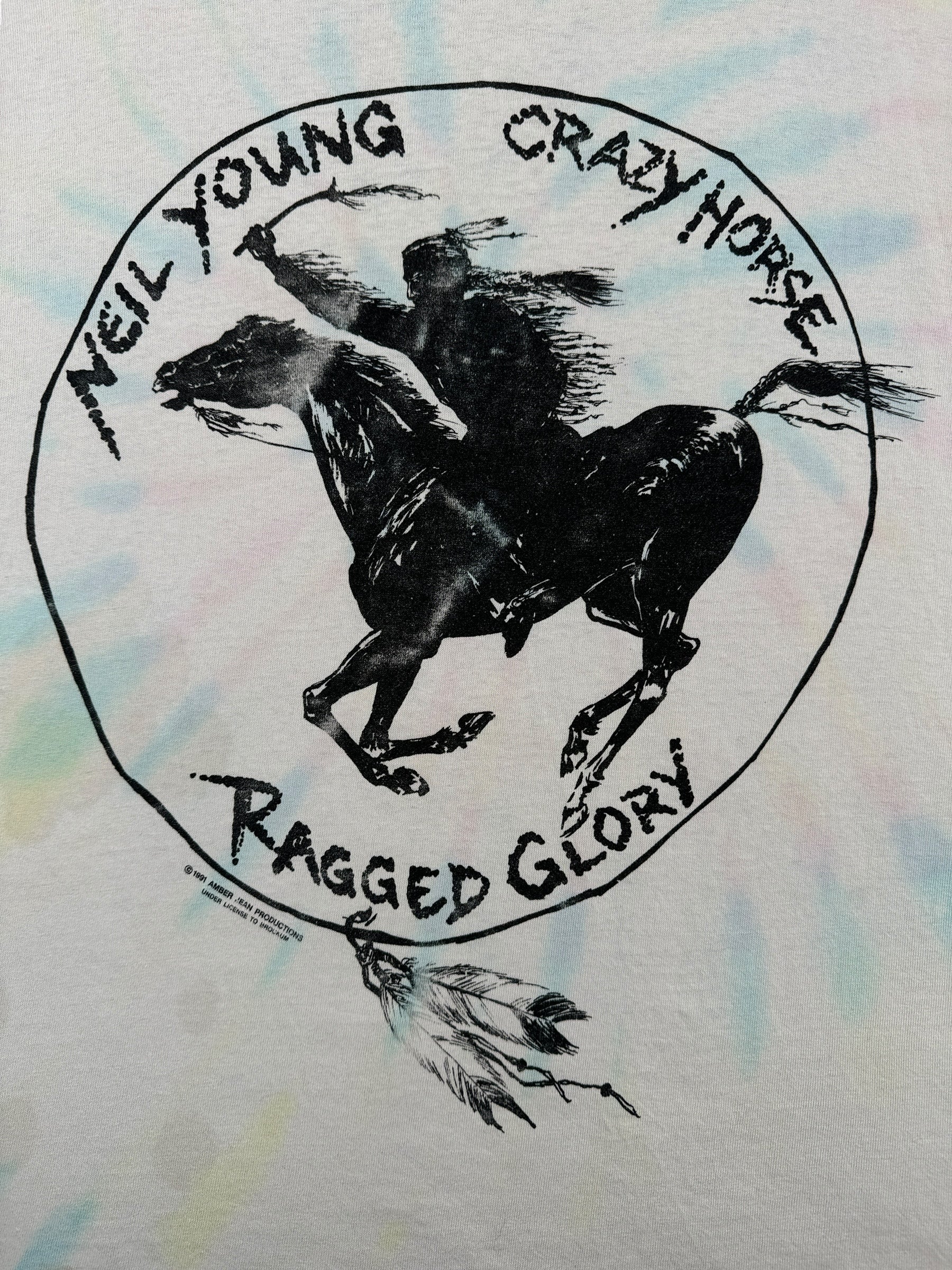 Front Graphic of Vintage Neil Young Ragged Glory Tie Dye Tee SZ XL