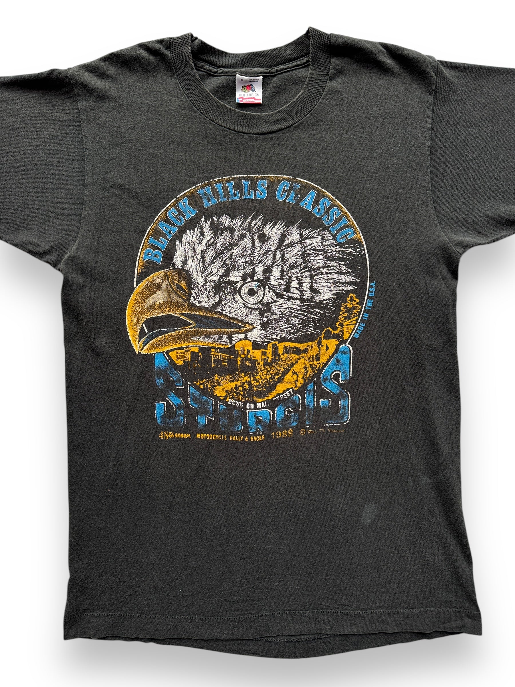 front close up of Vintage 1988 Sturgis Black Hills Tee SZ M