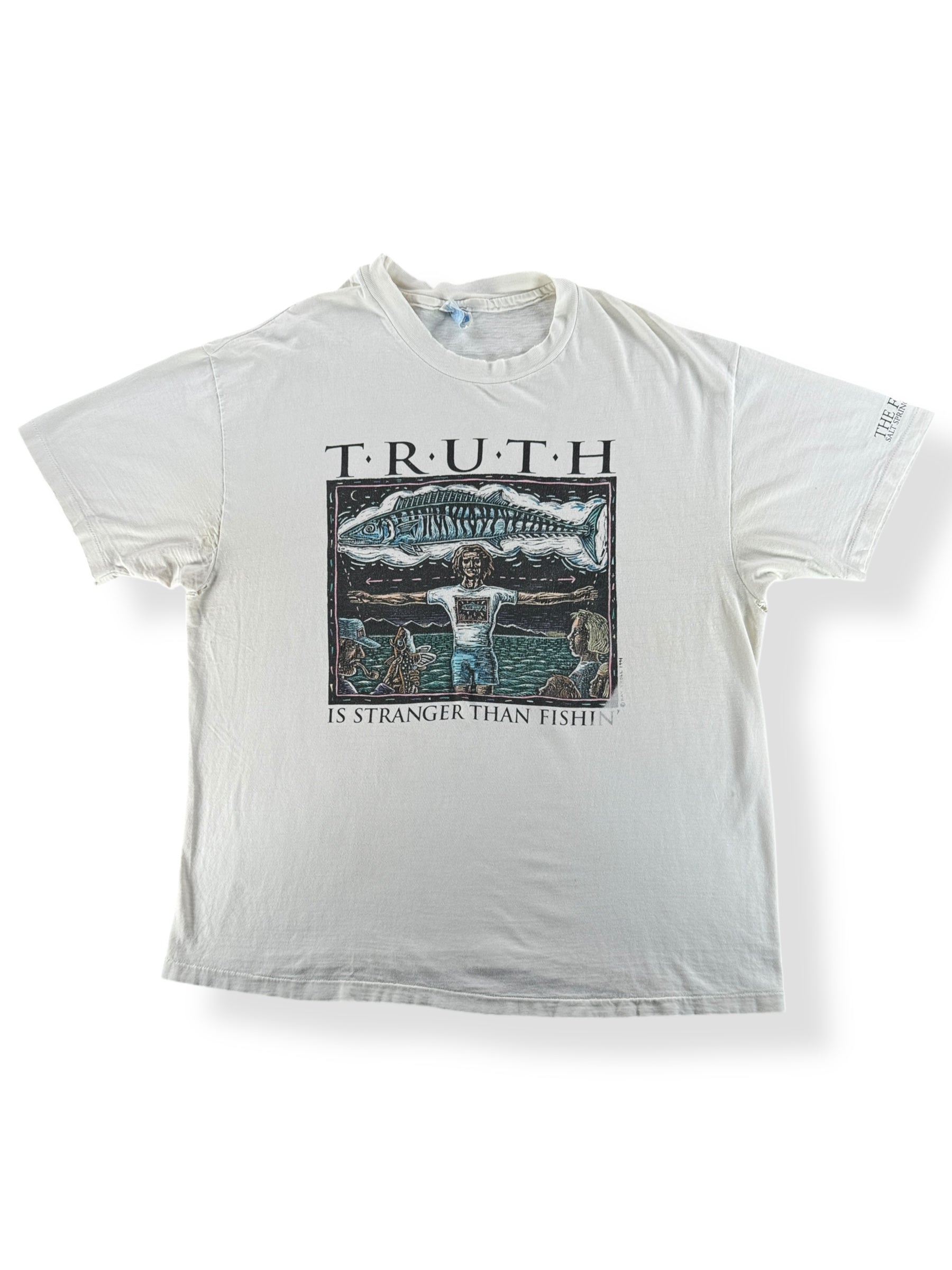 Front of Vintage Ray Troll Truth is Stranger than Fishin Tee  SZ XL