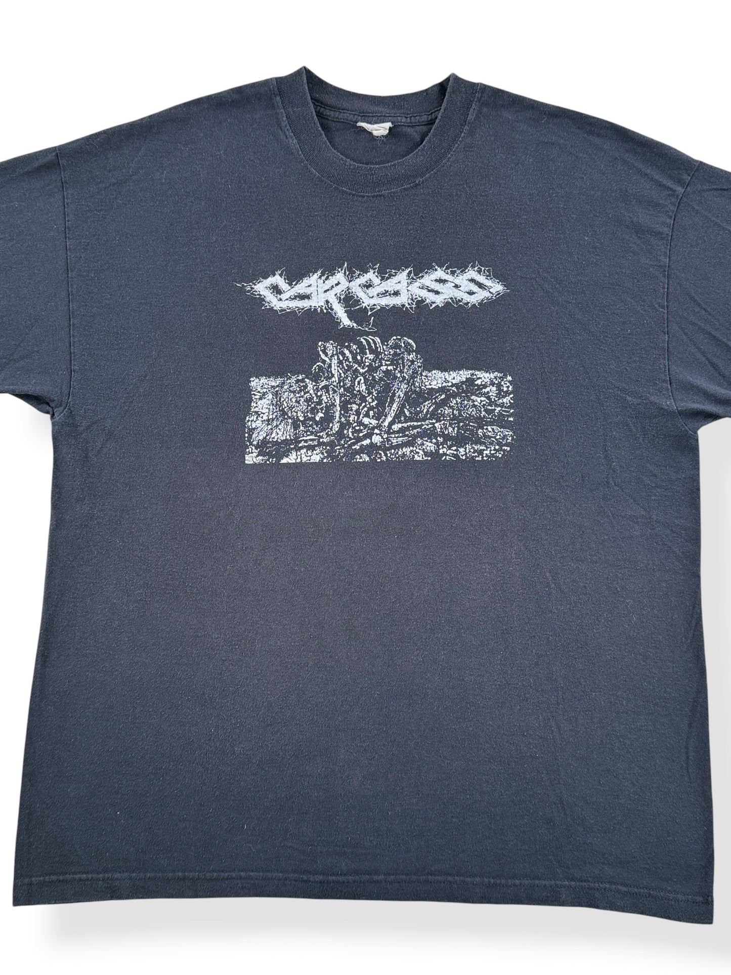 Front Close Up of Vintage Late 90s Carcass Tee SZ XL