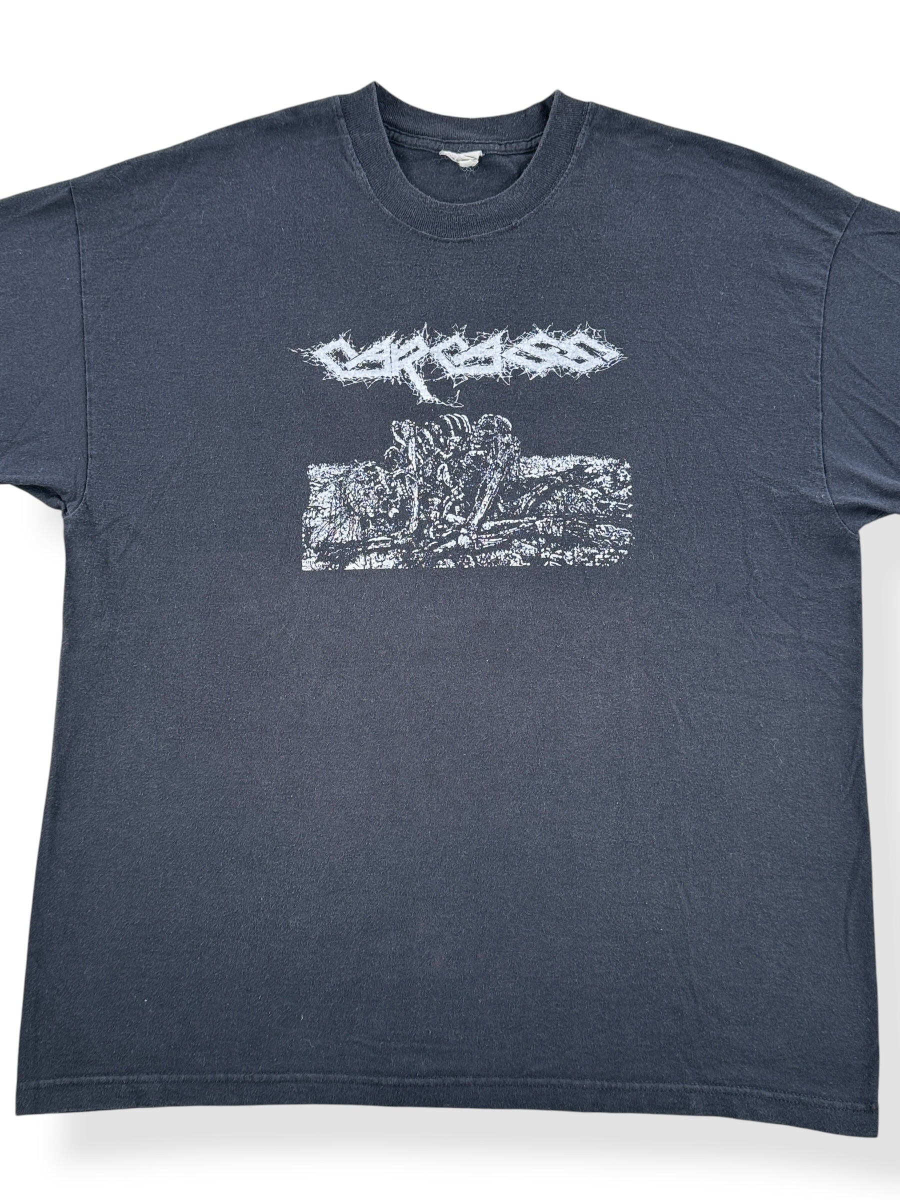 Front Close Up of Vintage Late 90s Carcass Tee SZ XL