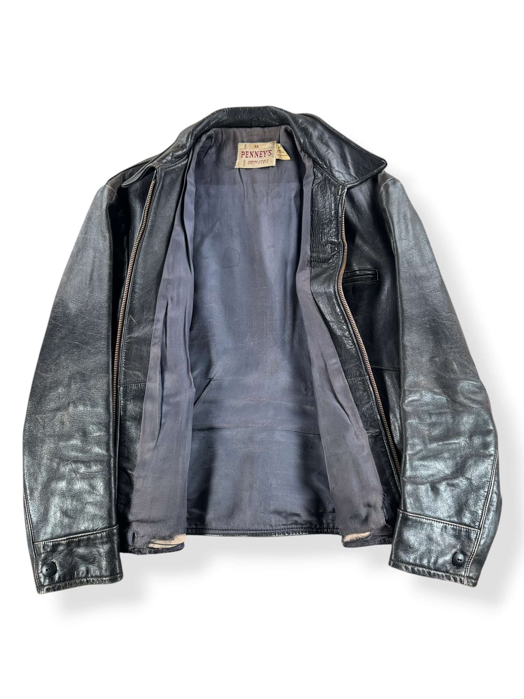 Inside of Vintage 50s Penny's Leather Jacket SZ 40