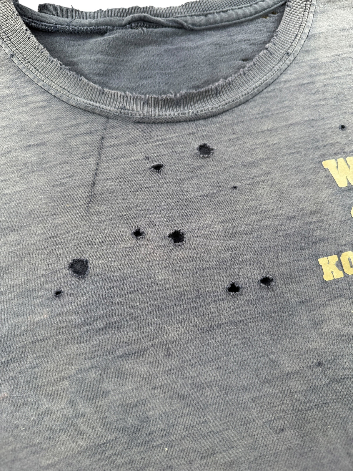 Holes on front of Vintage WWU Super Fader Tee SZ L