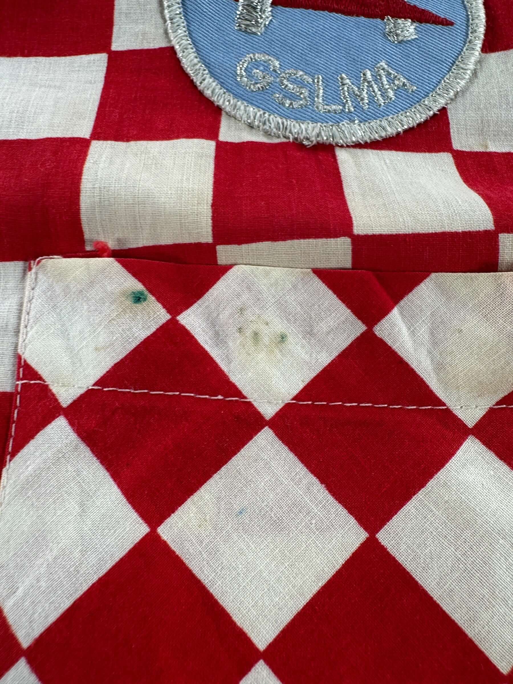 Staining on Vintage Red Checkered GSLMA Short Sleeve Shirt SZ M