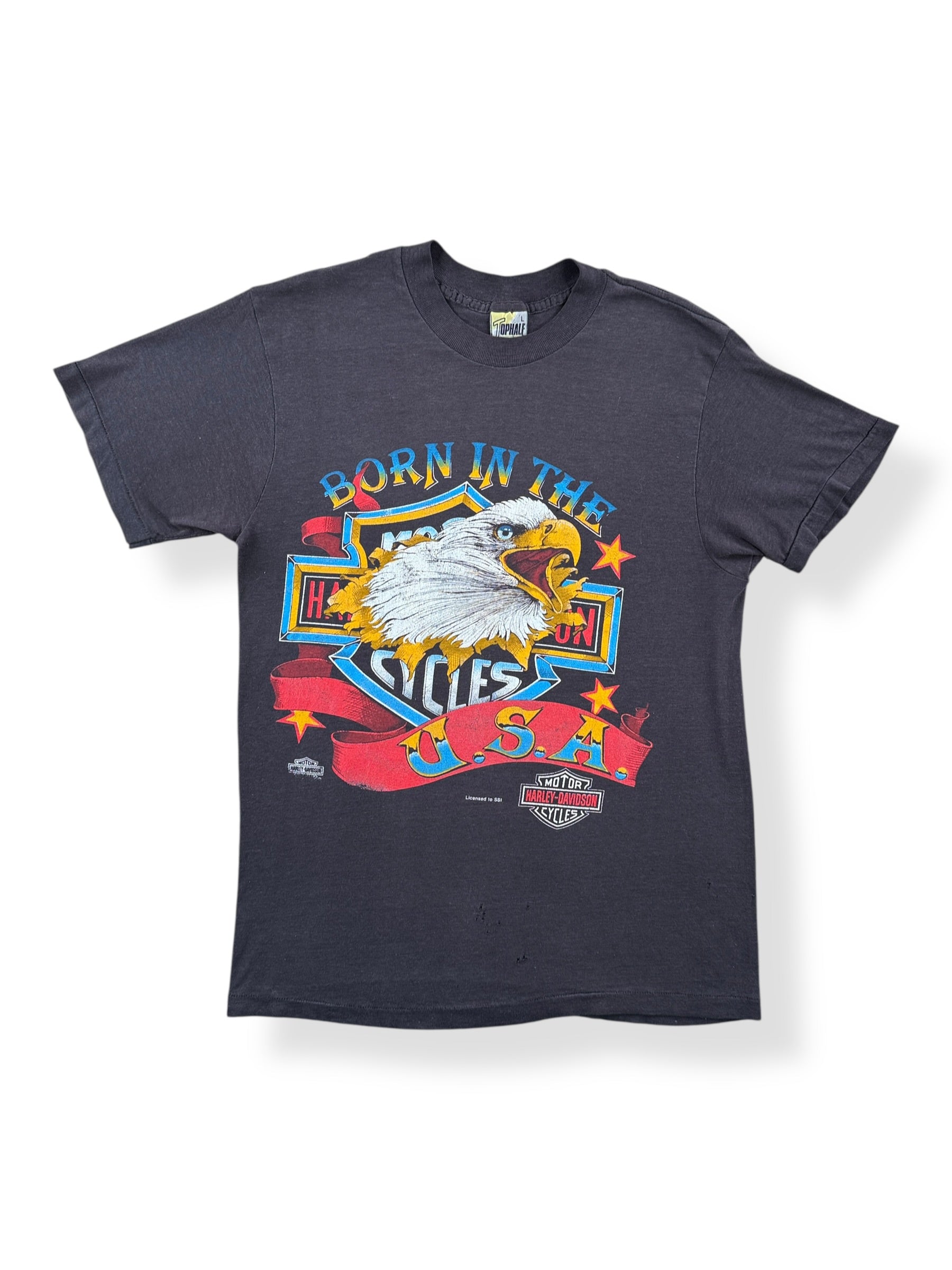 Front of Vintage Born in the USA Harley Tee SZ L (Fits S)