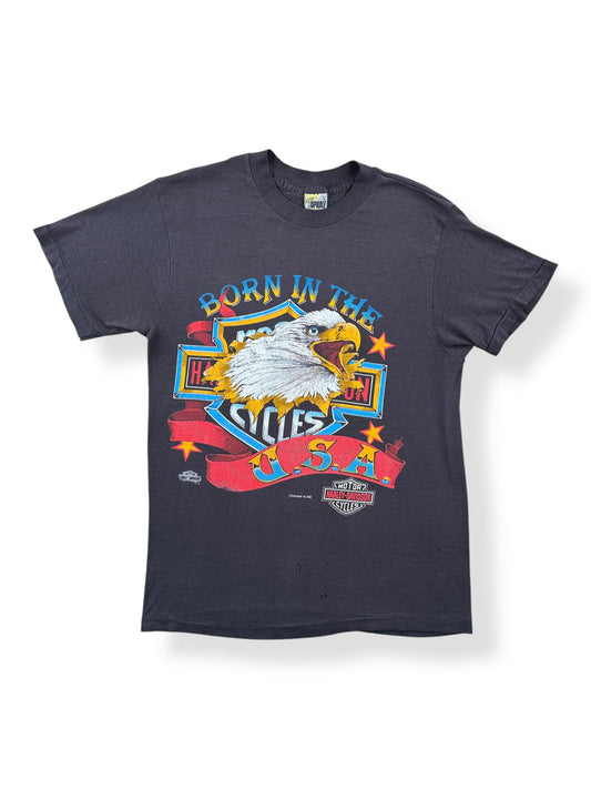 Front of Vintage Born in the USA Harley Tee SZ L (Fits S)