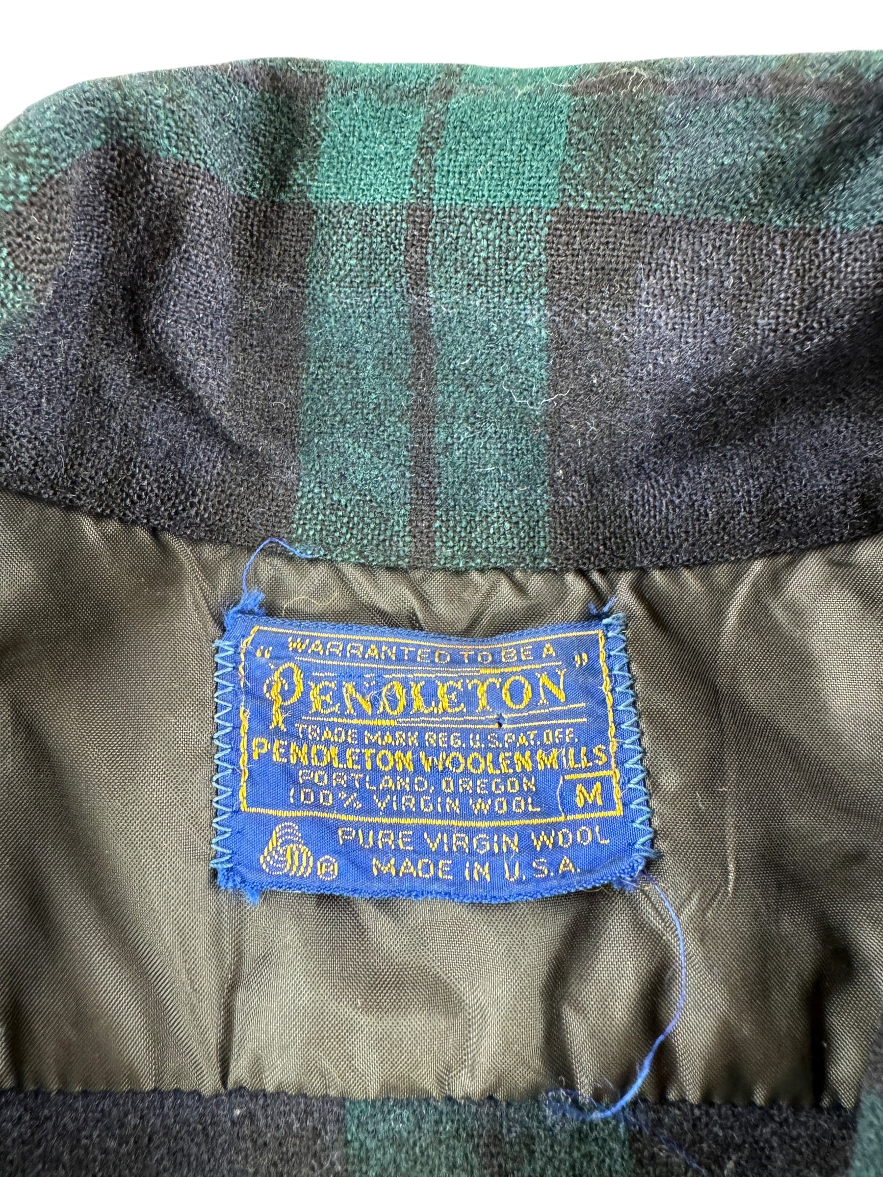 Tag on Vintage Pendleton Black Watch Tartan Board Shirt SZ M