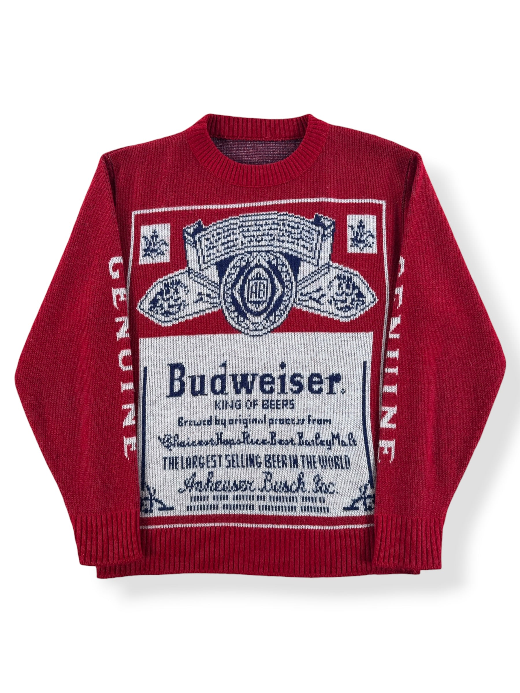 Front of Vintage Budweiser Knit Sweater SZ S