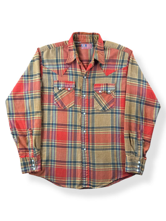 Front of Vintage Dee Cee Sawtooth Cotton Flannel Pearlsnap SZ L