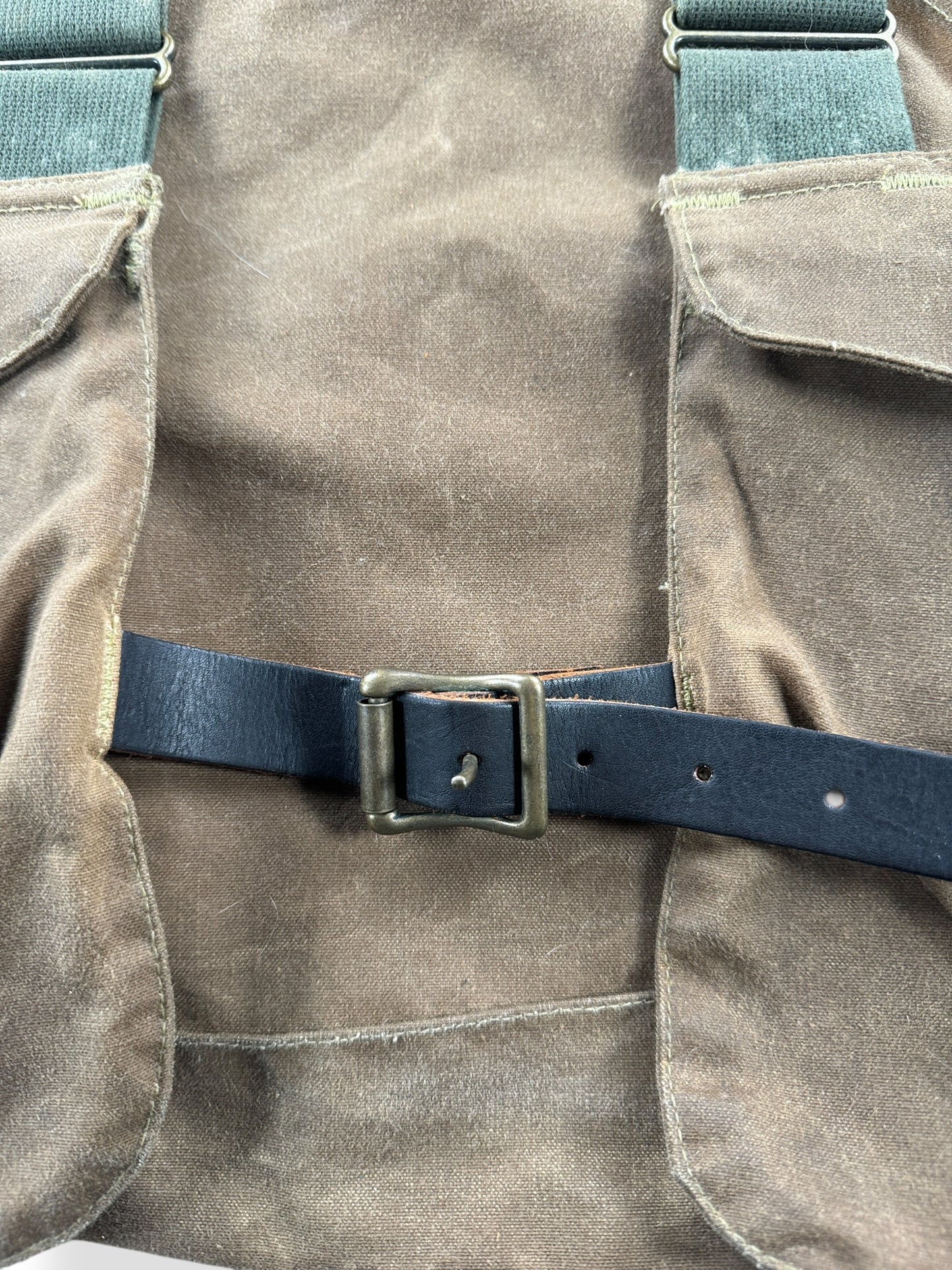 Leather Strap on Filson Tin Cloth Game Bag SZ M