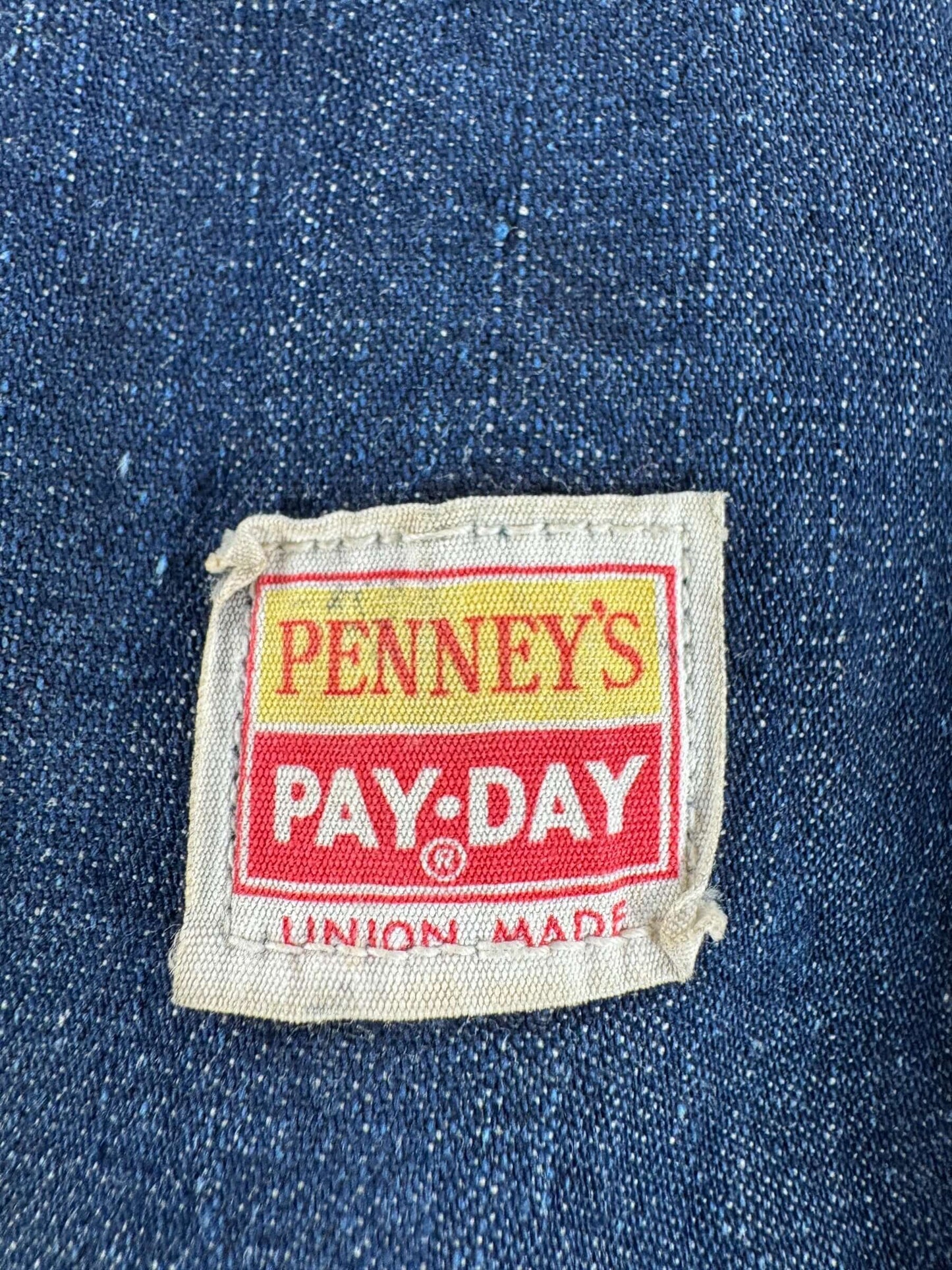 Label on Vintage Penney's Pay Day Blanket Lined Denim Chore Coat SZ 40