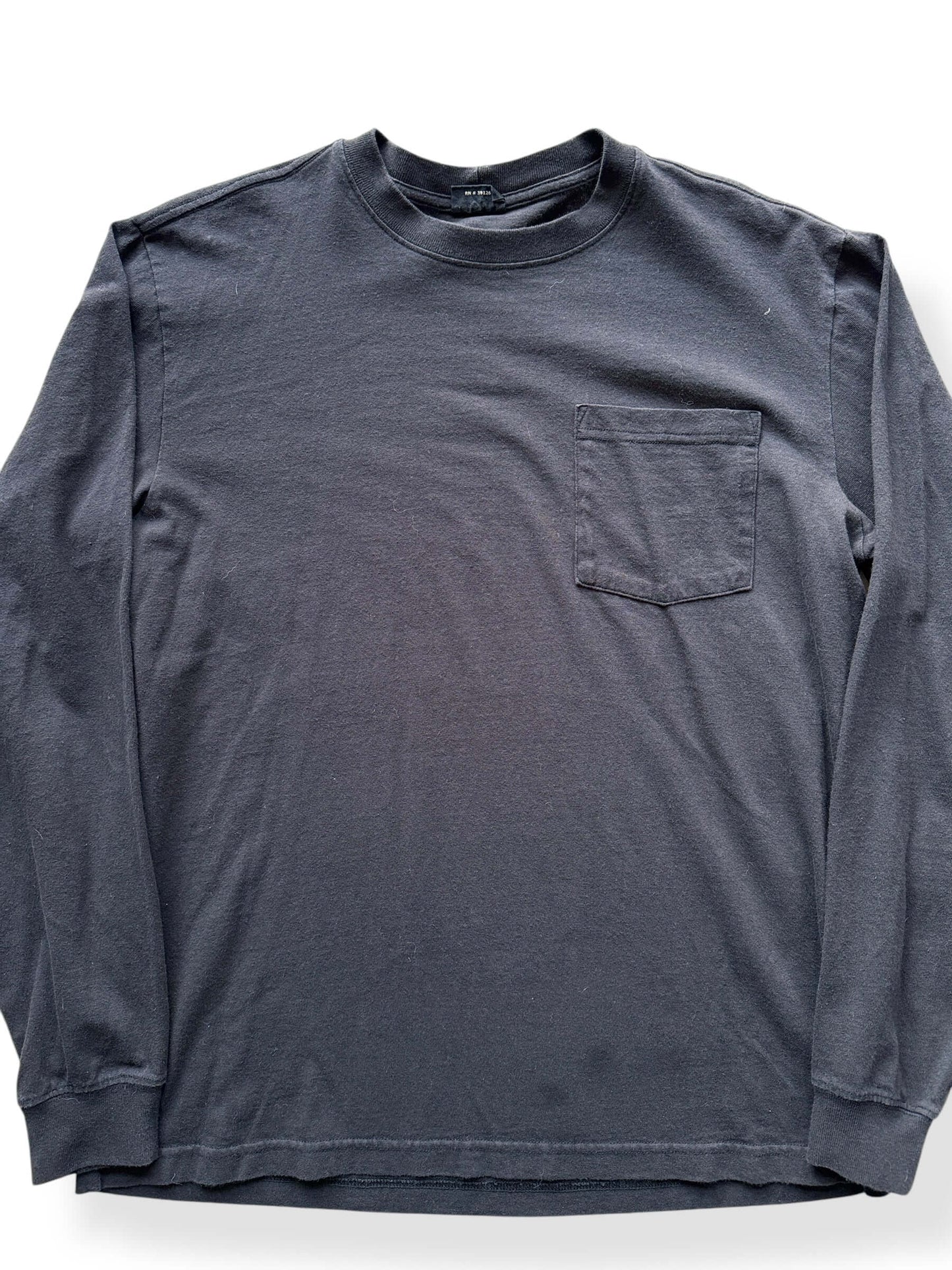 Front Close Up of Filson Faded Black Long Sleeve Outfitter Pocket-T-Shirt SZ M