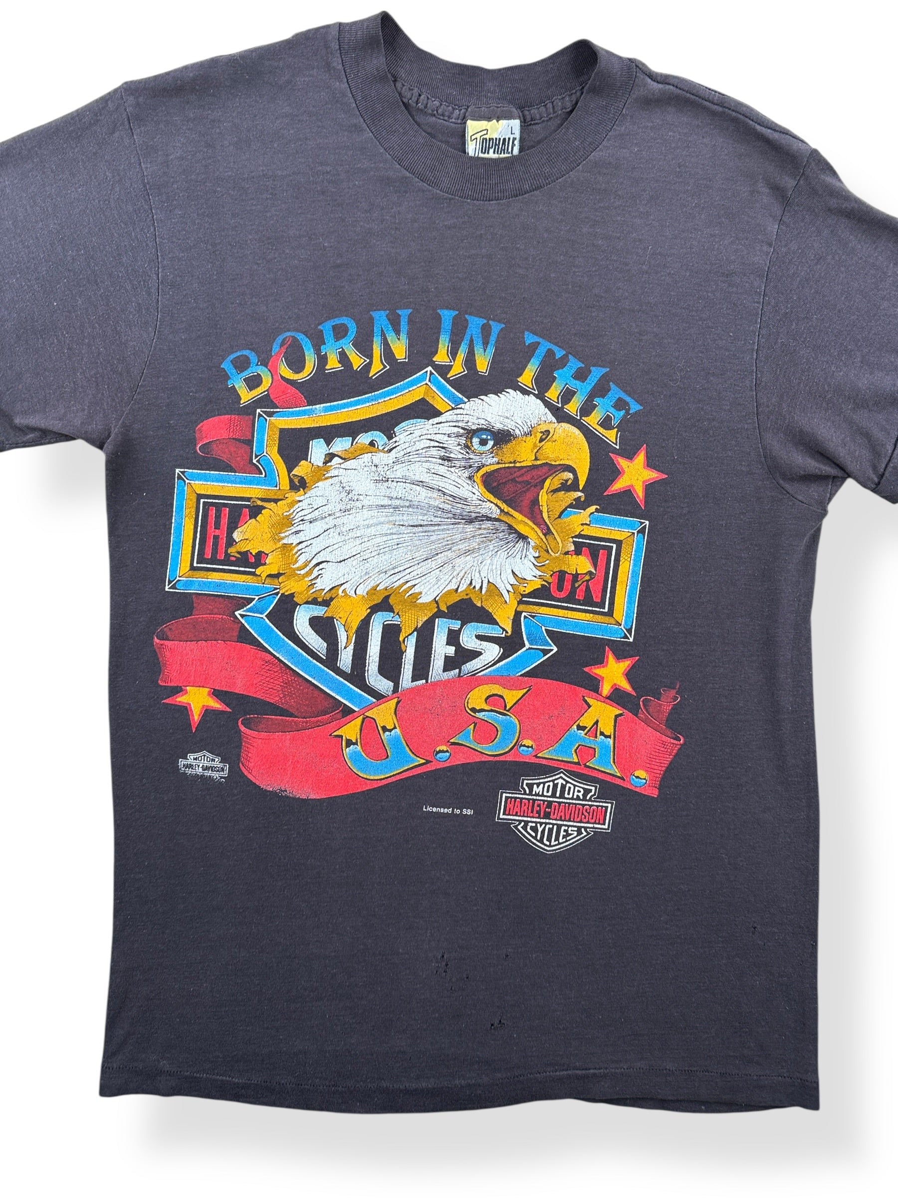 Graphic of Vintage Born in the USA Harley Tee SZ L (Fits S)