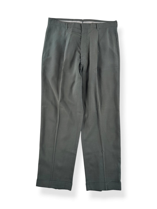 Front of Vintage Olive Green Drop Loop Trousers W34