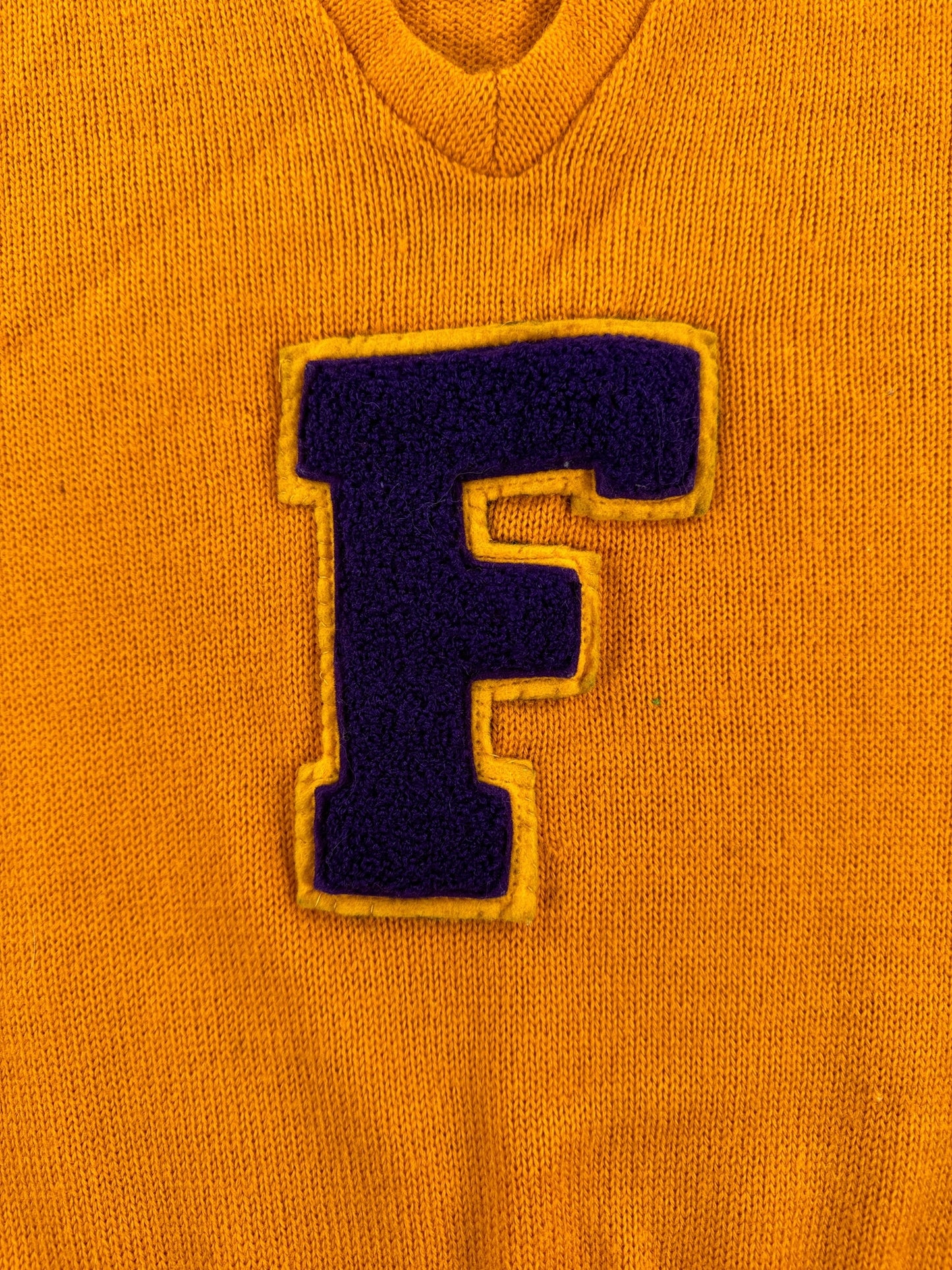 Front Patch on Vintage Skookum Gold V-neck Sweater SZ 40