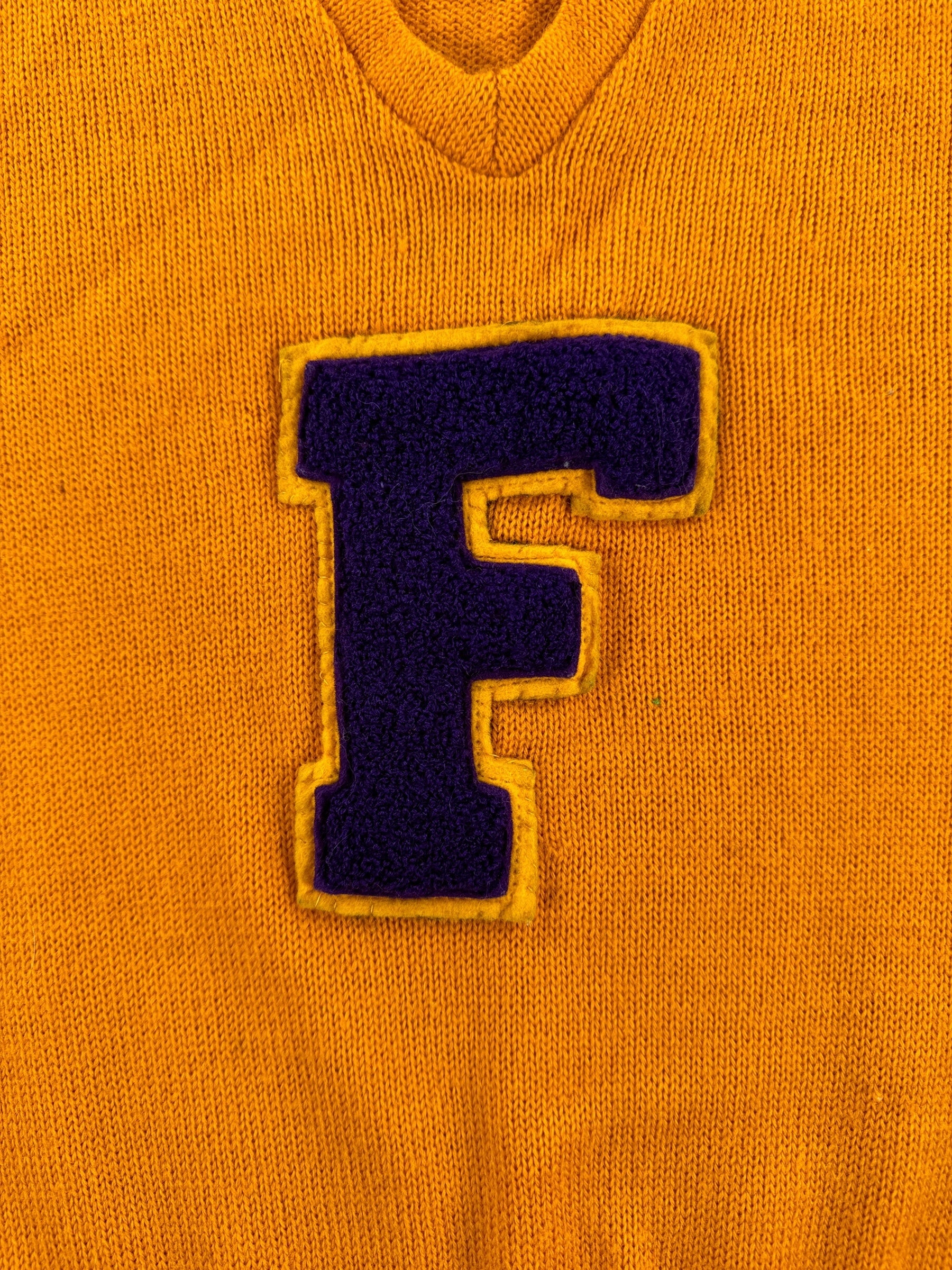 Front Patch on Vintage Skookum Gold V-neck Sweater SZ 40