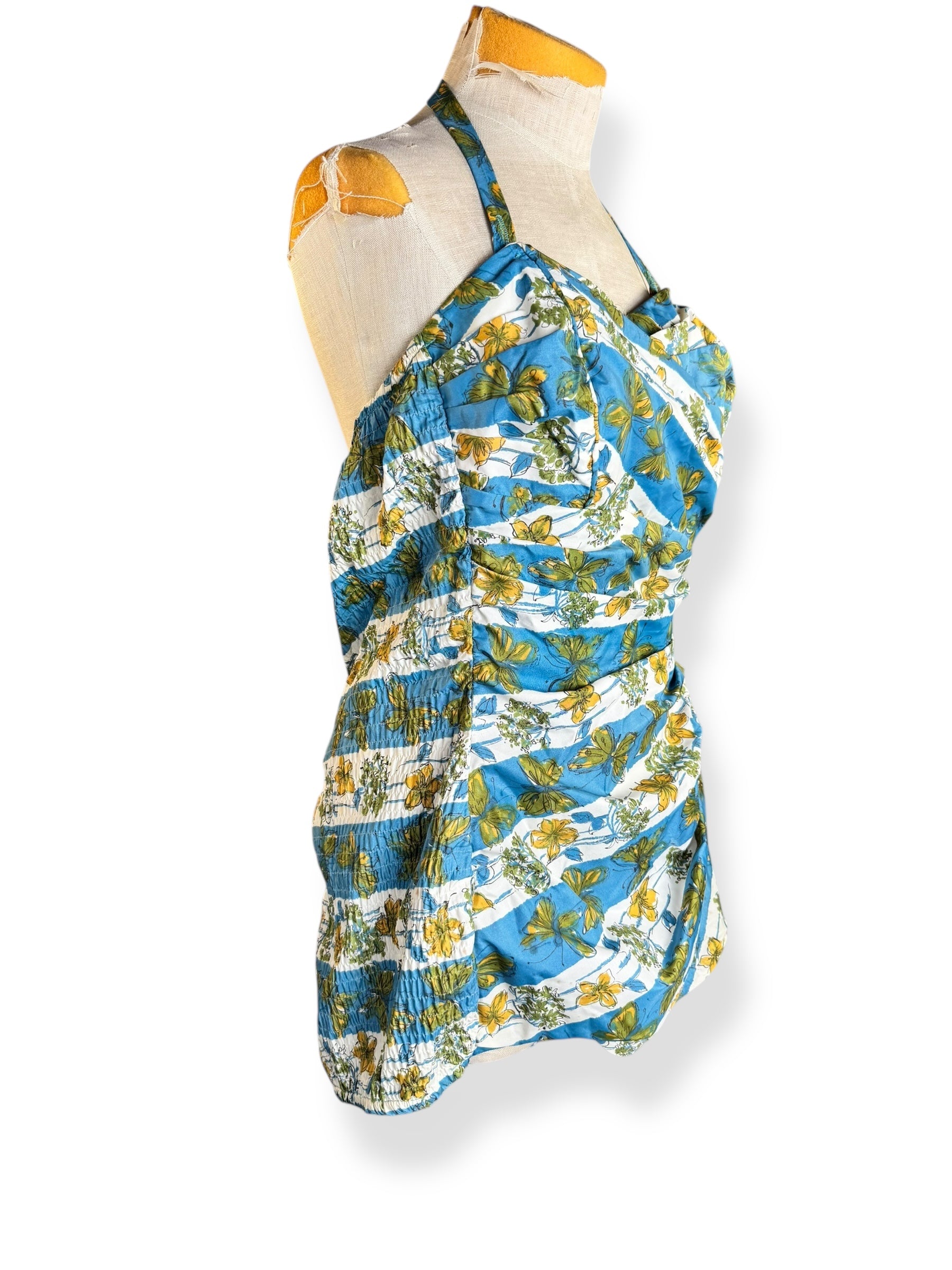 Side of 1960s Floral Butterfly Bathing Suit L-XL